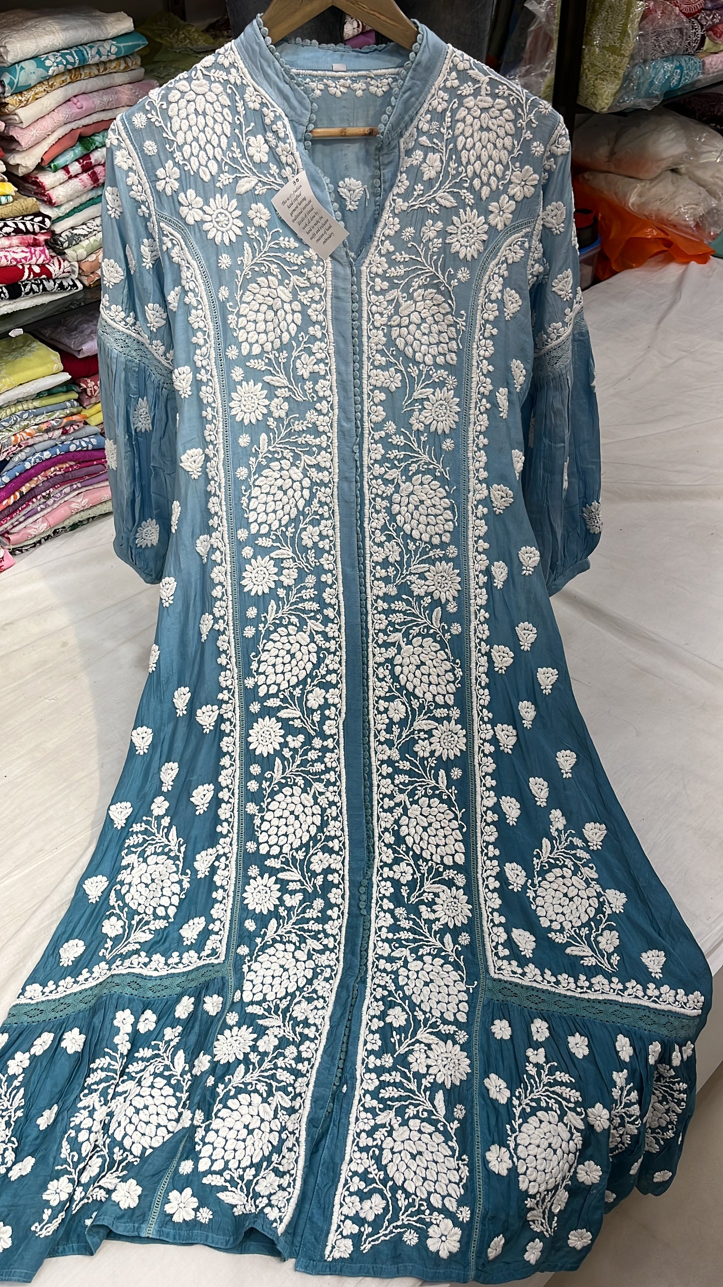 Pure Muslin Designer Chikankari Aline Dress
