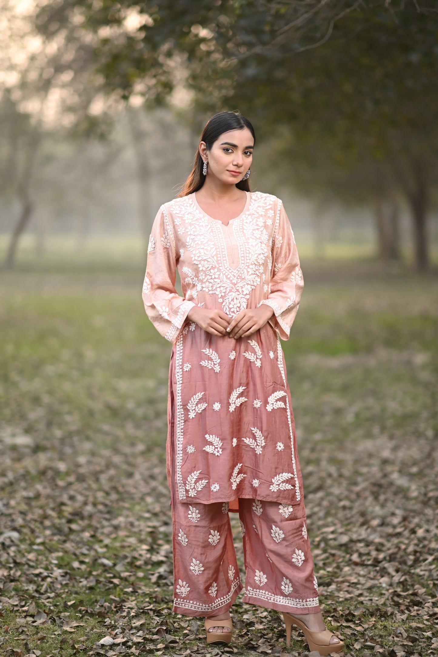 Classic Lucknowi Chikankari artistery on Premium fabric.