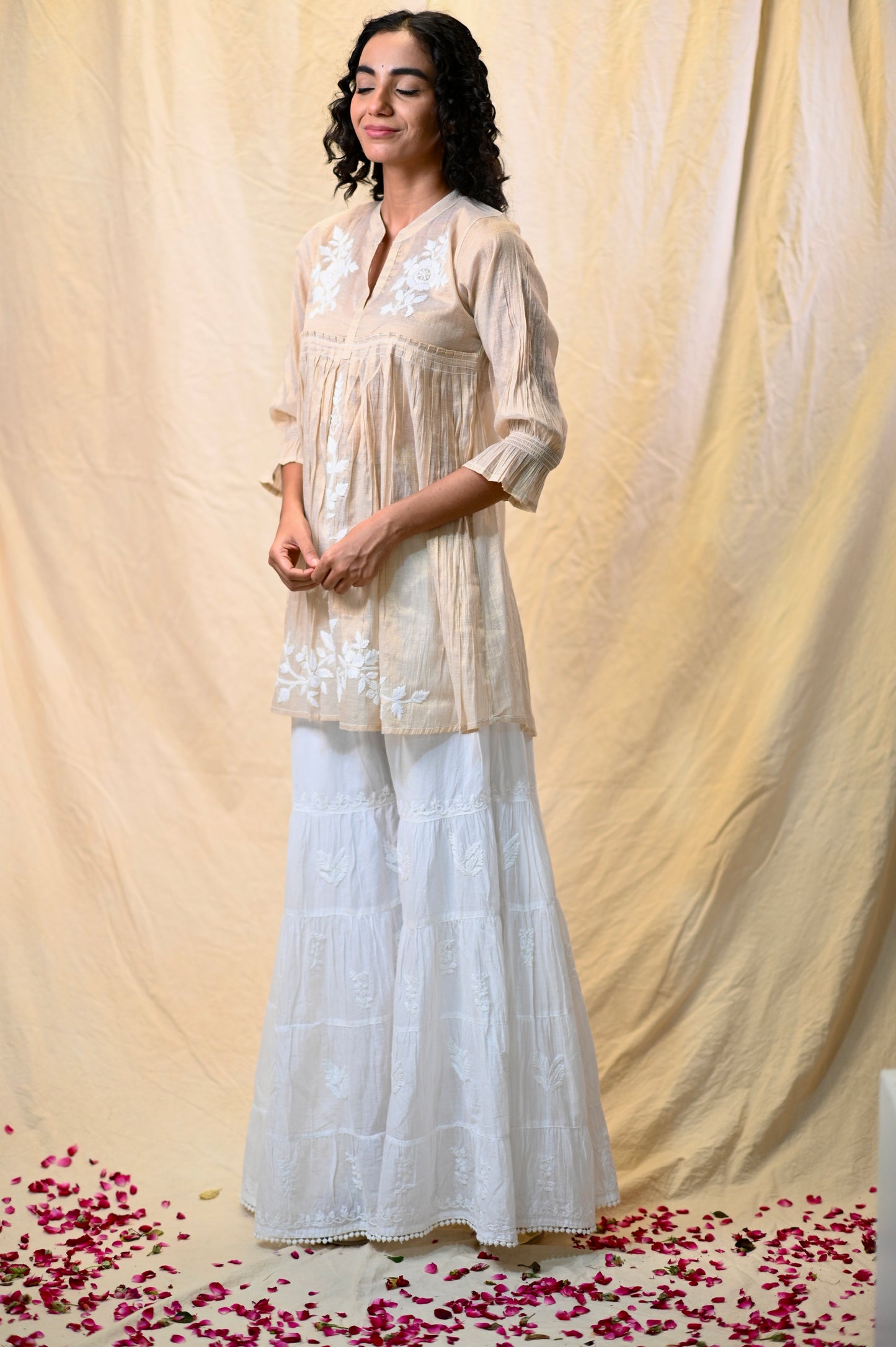 Tissue Designer Chikankari Short Top