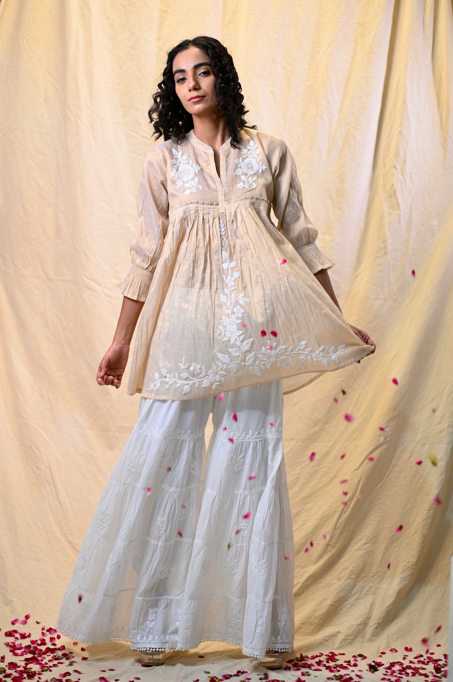 Tissue Designer Chikankari Short Top