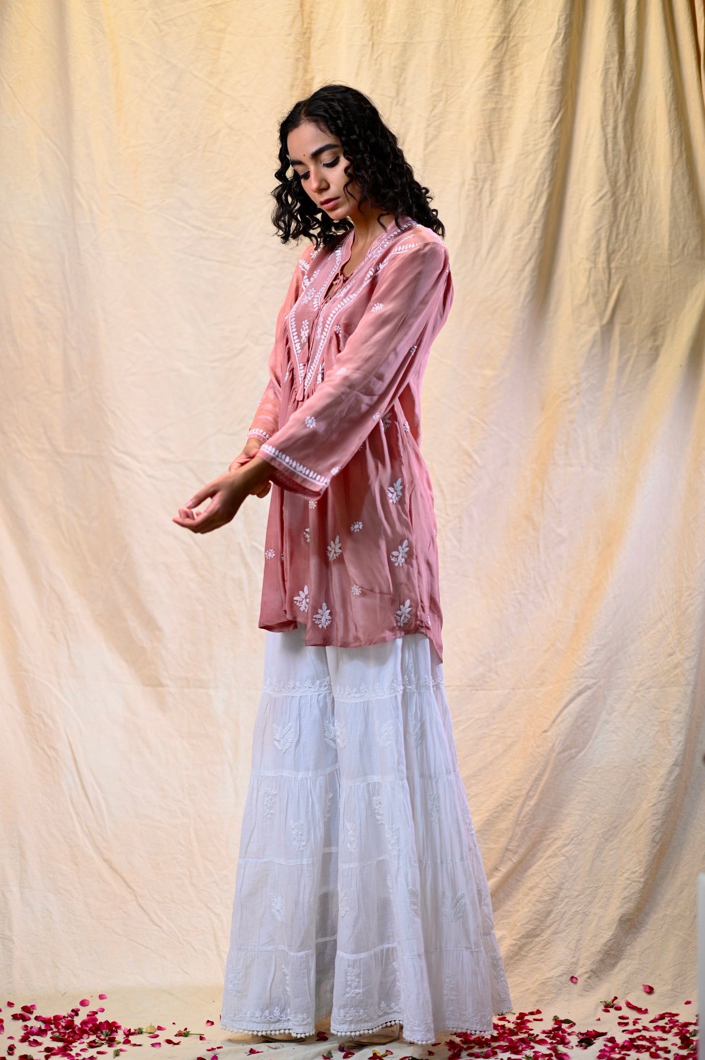 Crepe V-Designer Chikankari Short Top