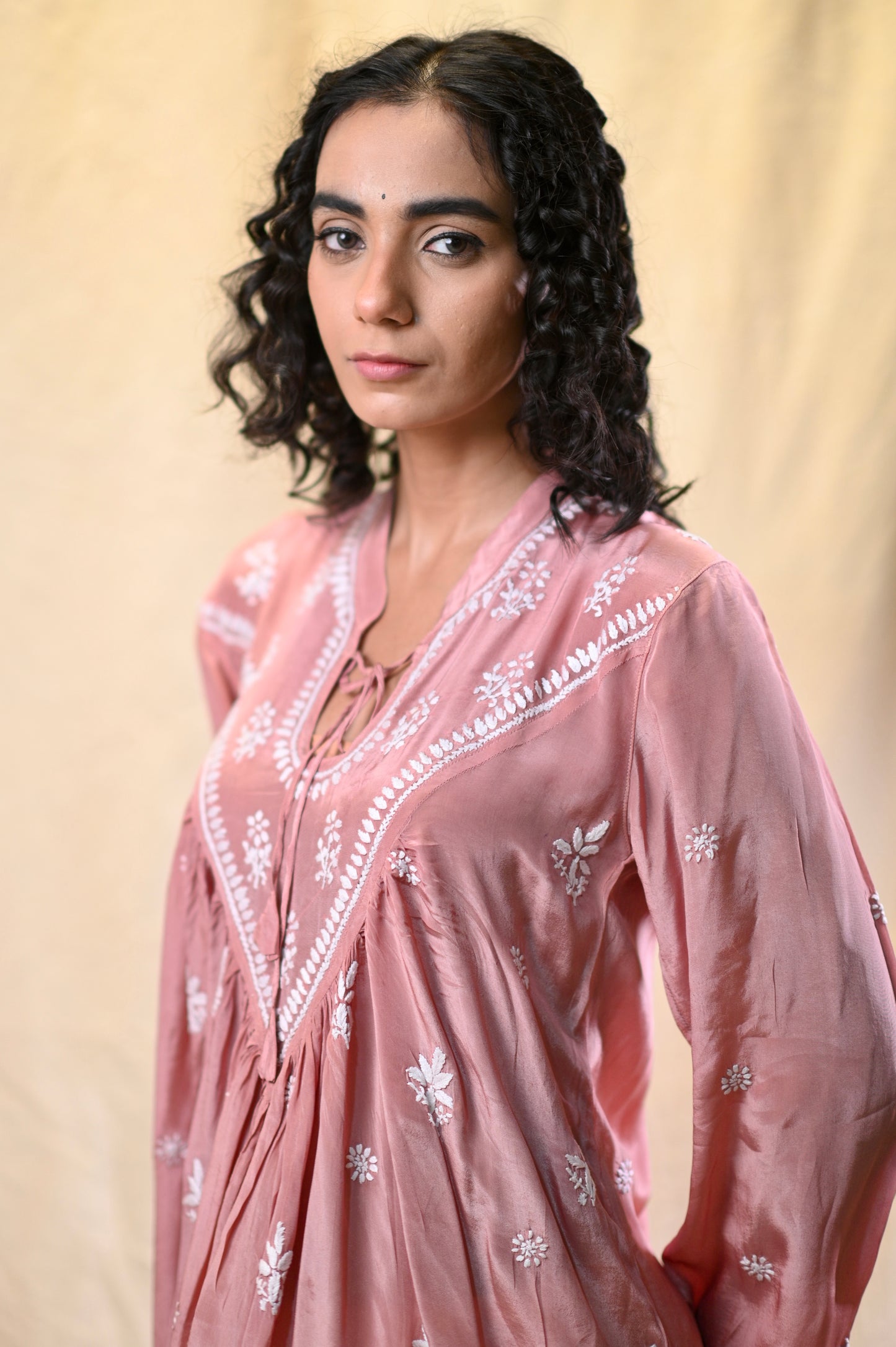 Crepe V-Designer Chikankari Short Top