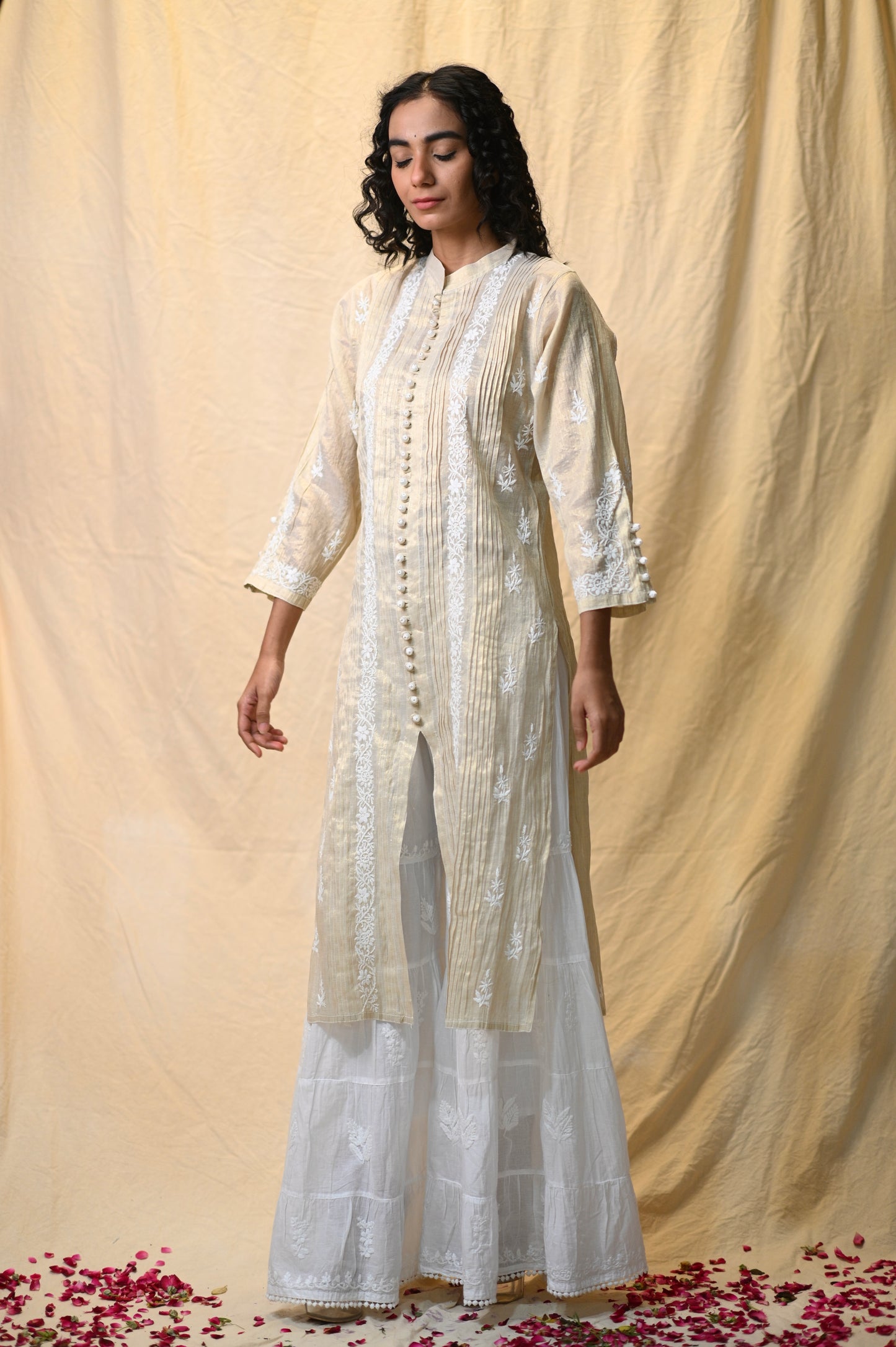 Tissue Chikankari Sherwani Pattern