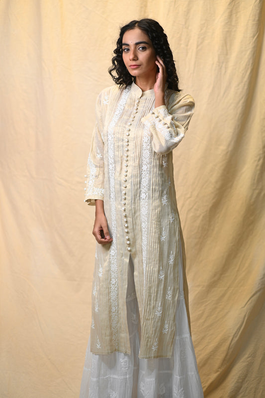 Tissue Chikankari Sherwani Pattern