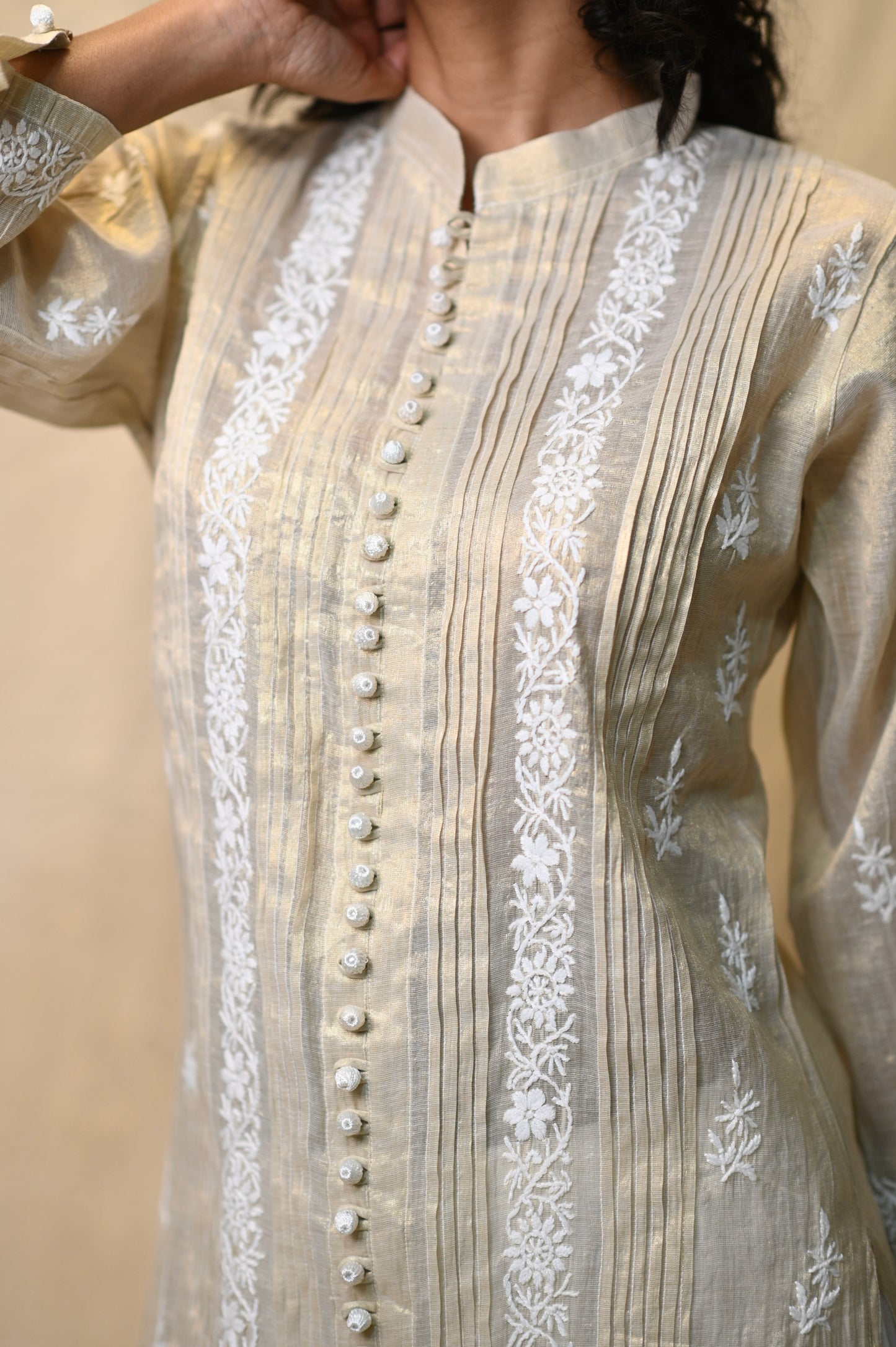 Tissue Chikankari Sherwani Pattern