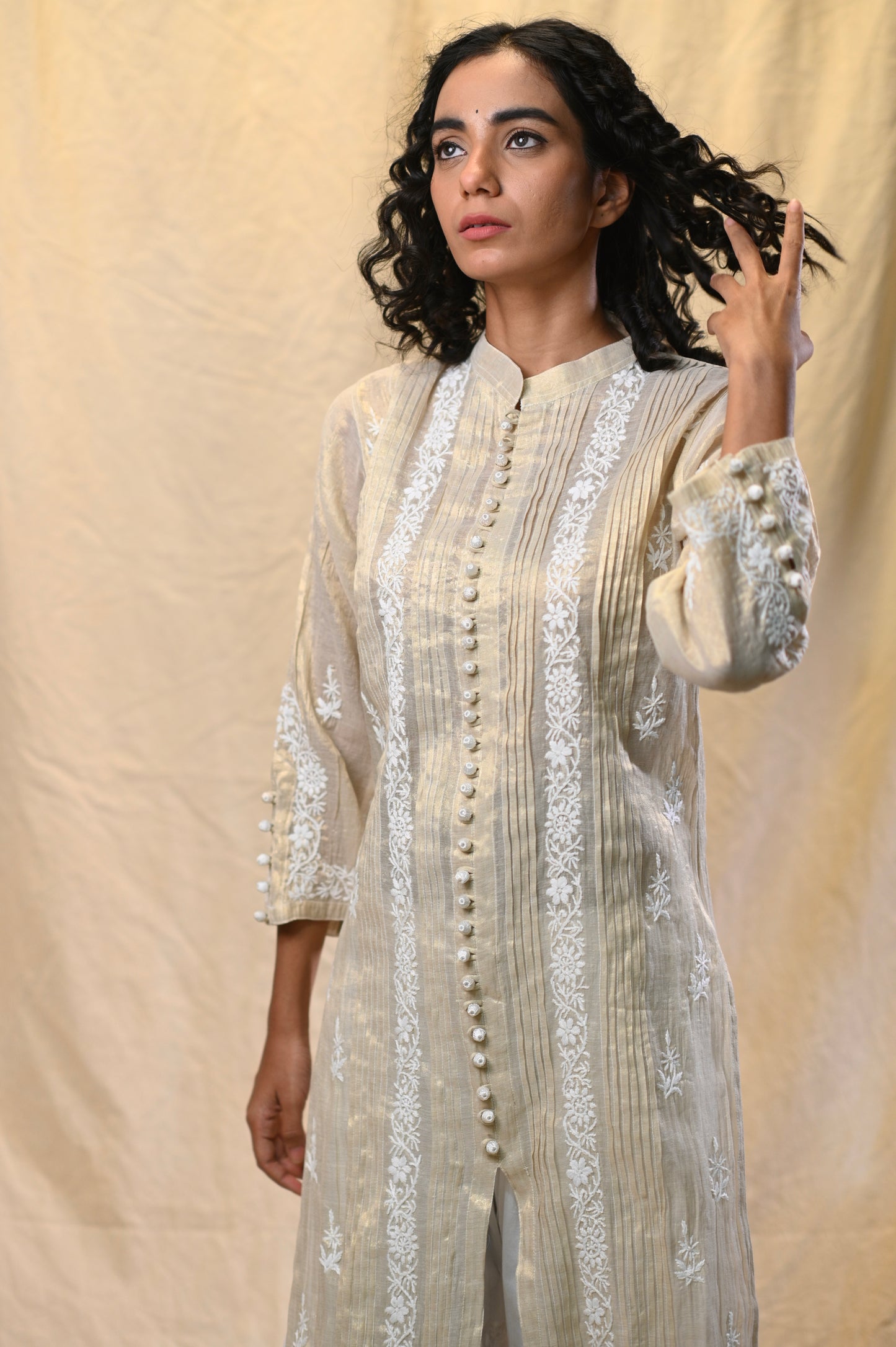 Tissue Chikankari Sherwani Pattern