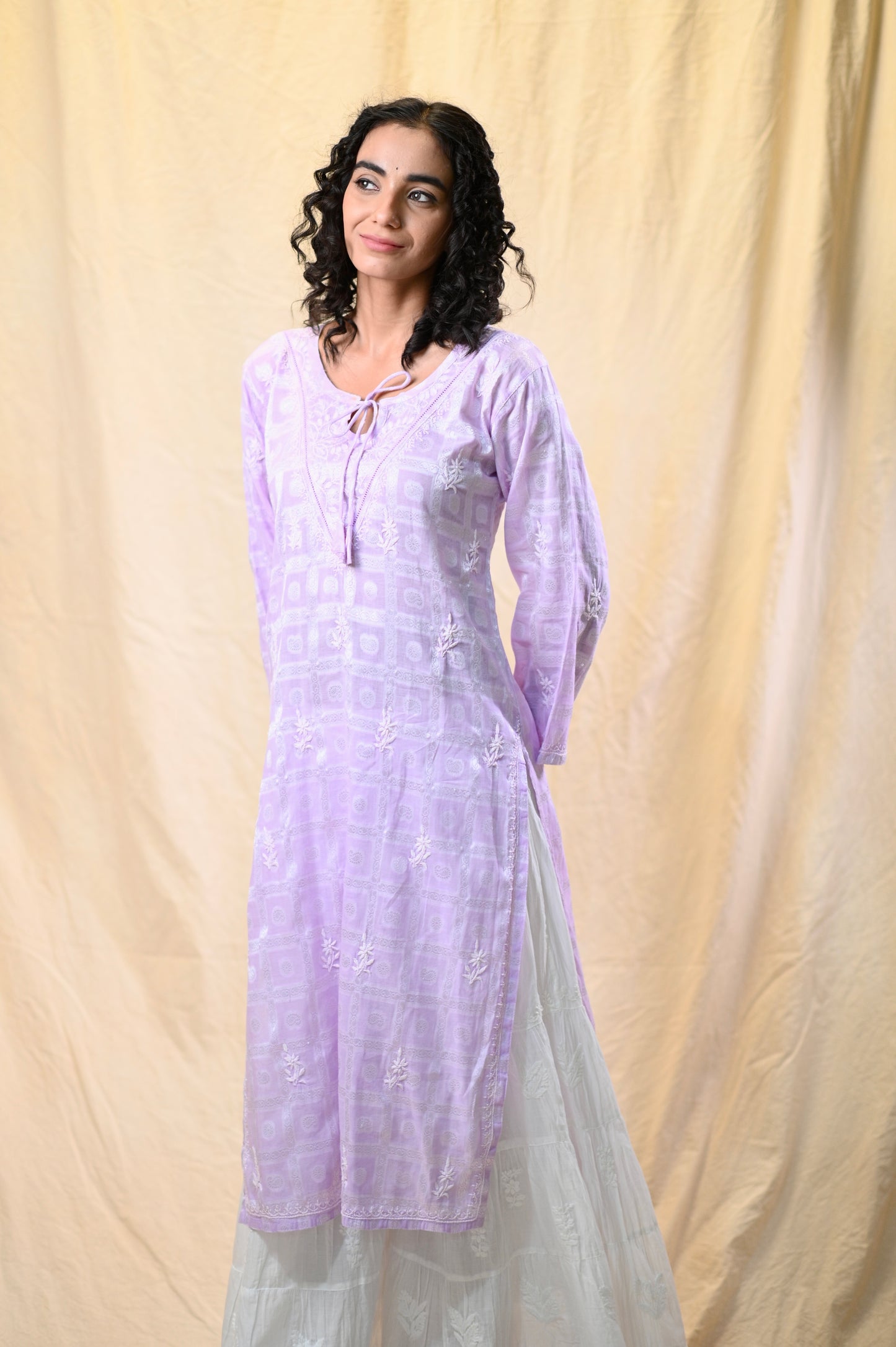 Beautiful Emboss Cotton Chikankari Kurtis