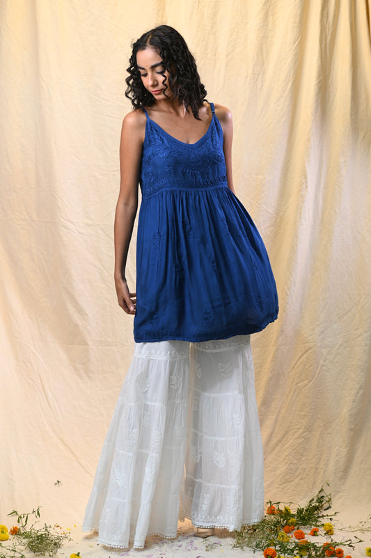 Muslin Strape Chikankari Short Top