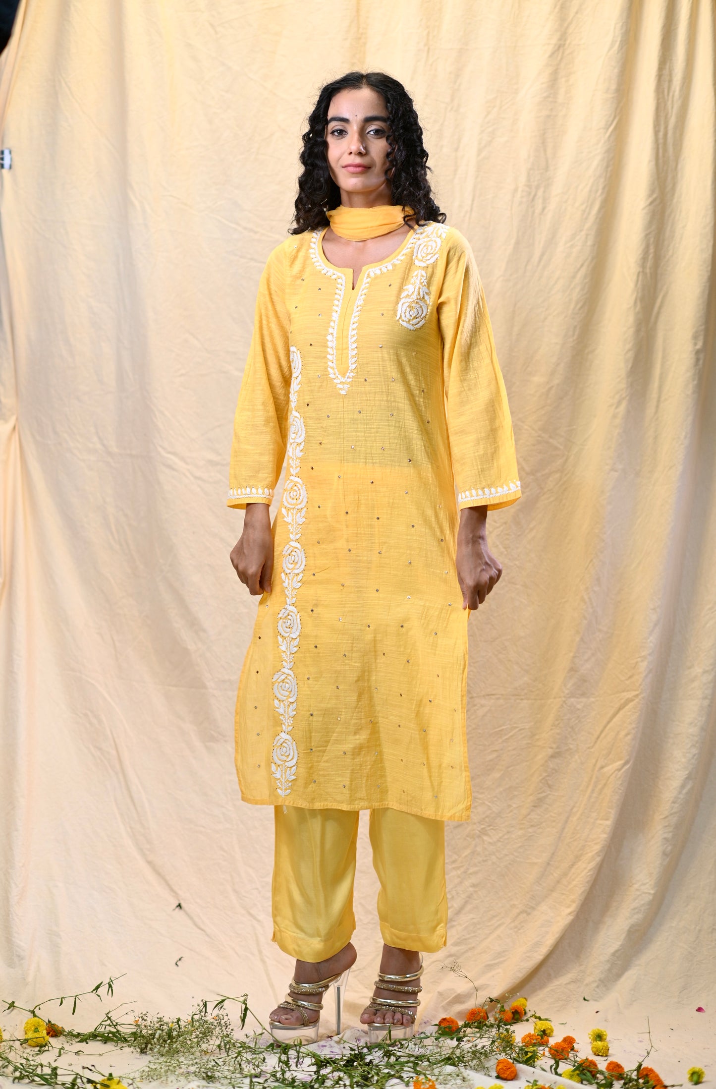 Slub Mul Chanderi Exclusive Chikankari 3pc Sets
