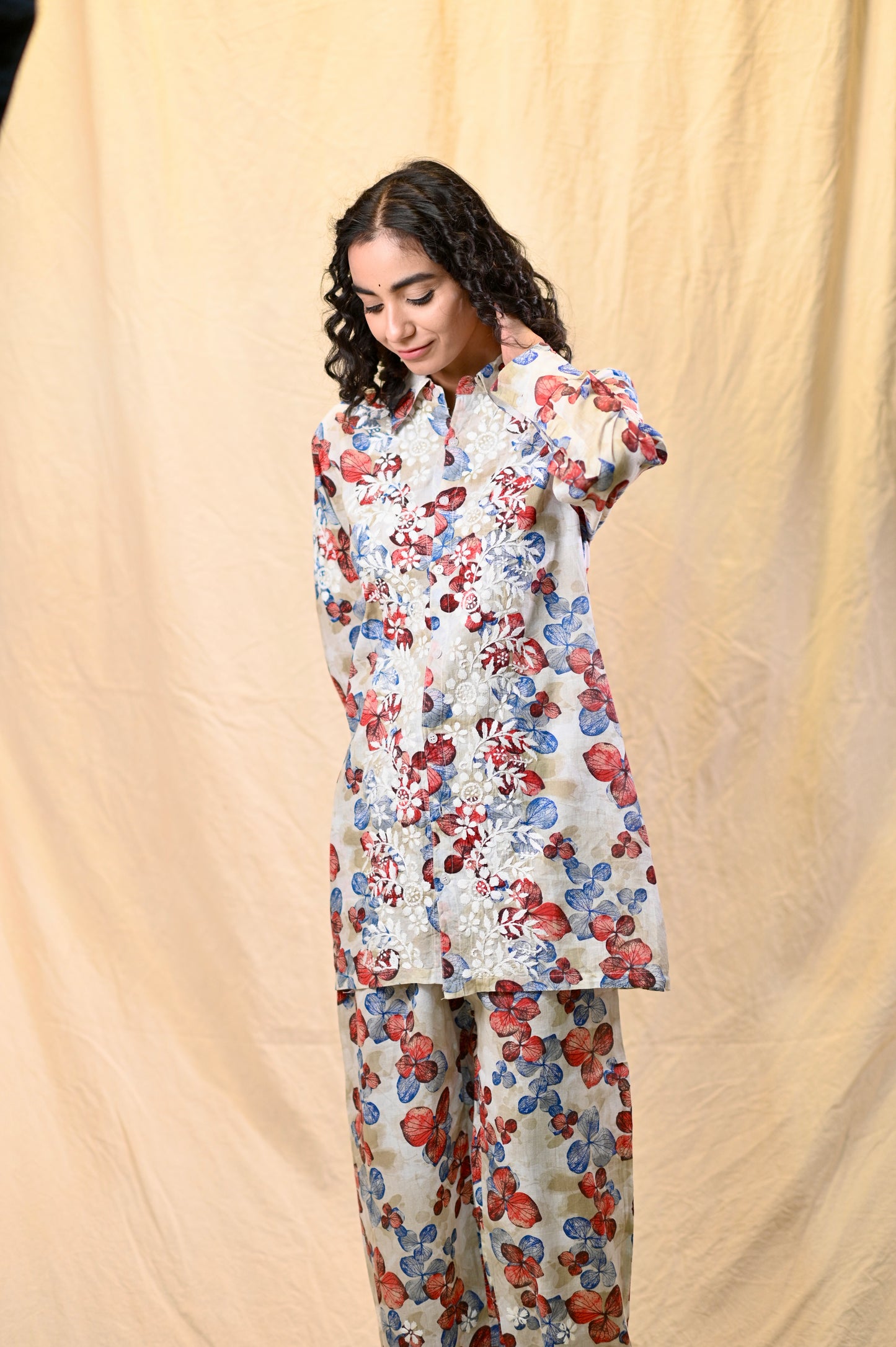 Classic Chikankari Mul-Printed Cord Set