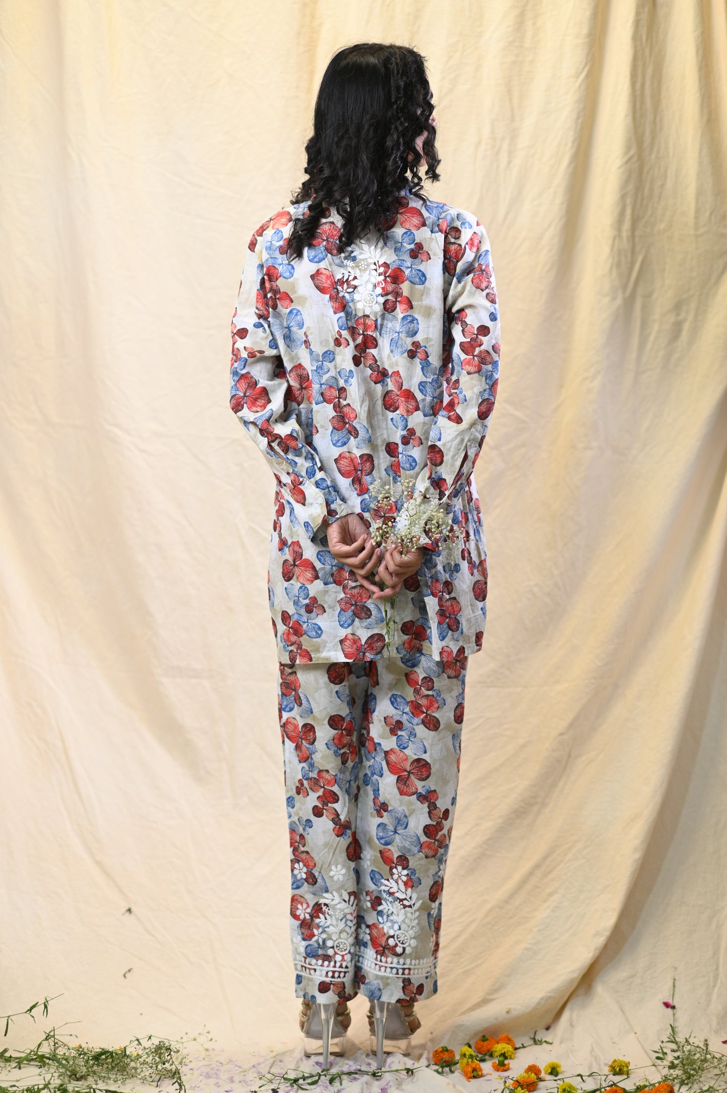 Classic Chikankari Mul-Printed Cord Set