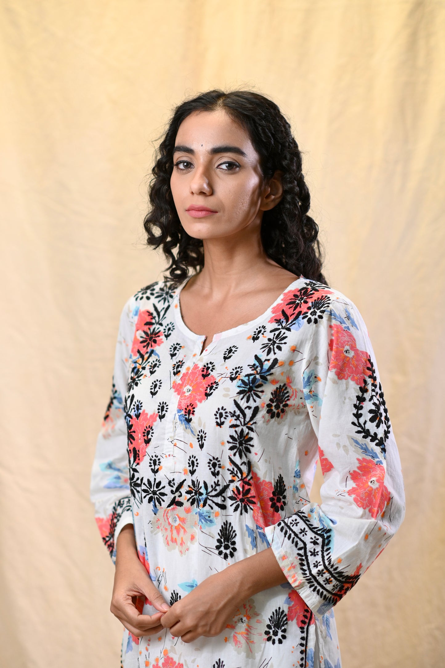 Mulmul Printed Aesthetic Chikankari Kurti