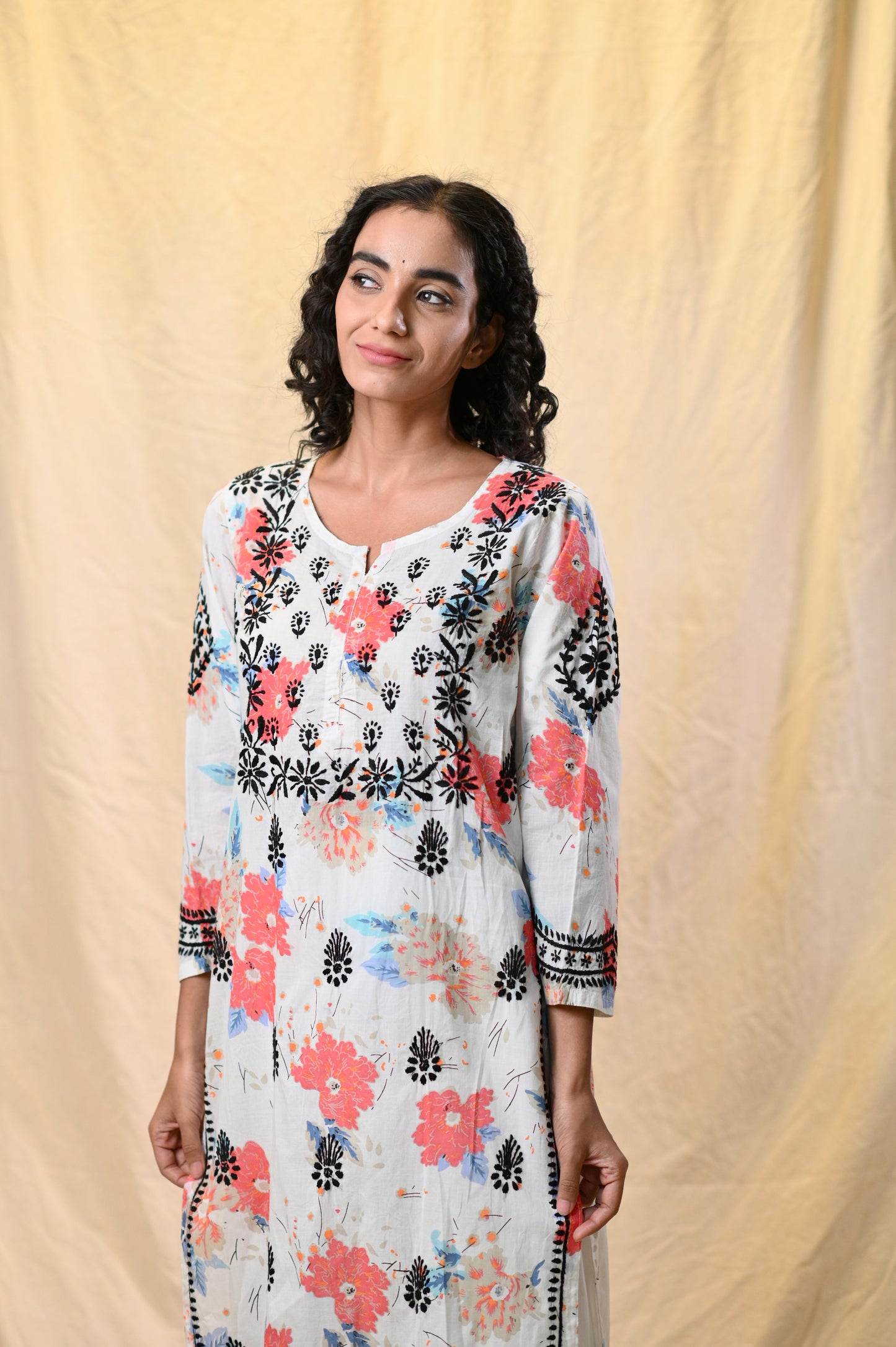 Mulmul Printed Aesthetic Chikankari Kurti