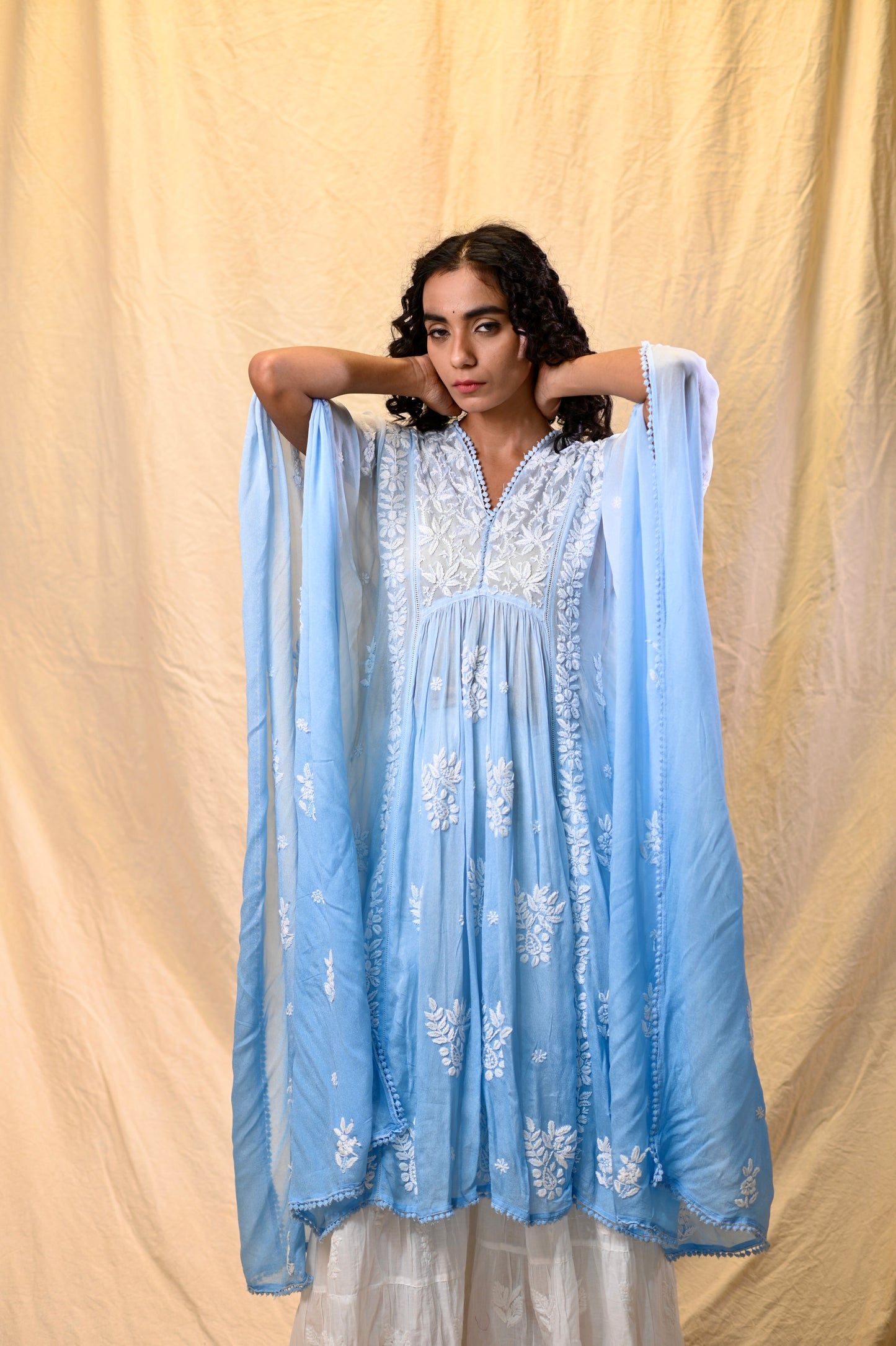 Viscose Crepe Designer Chikankari Kaftans