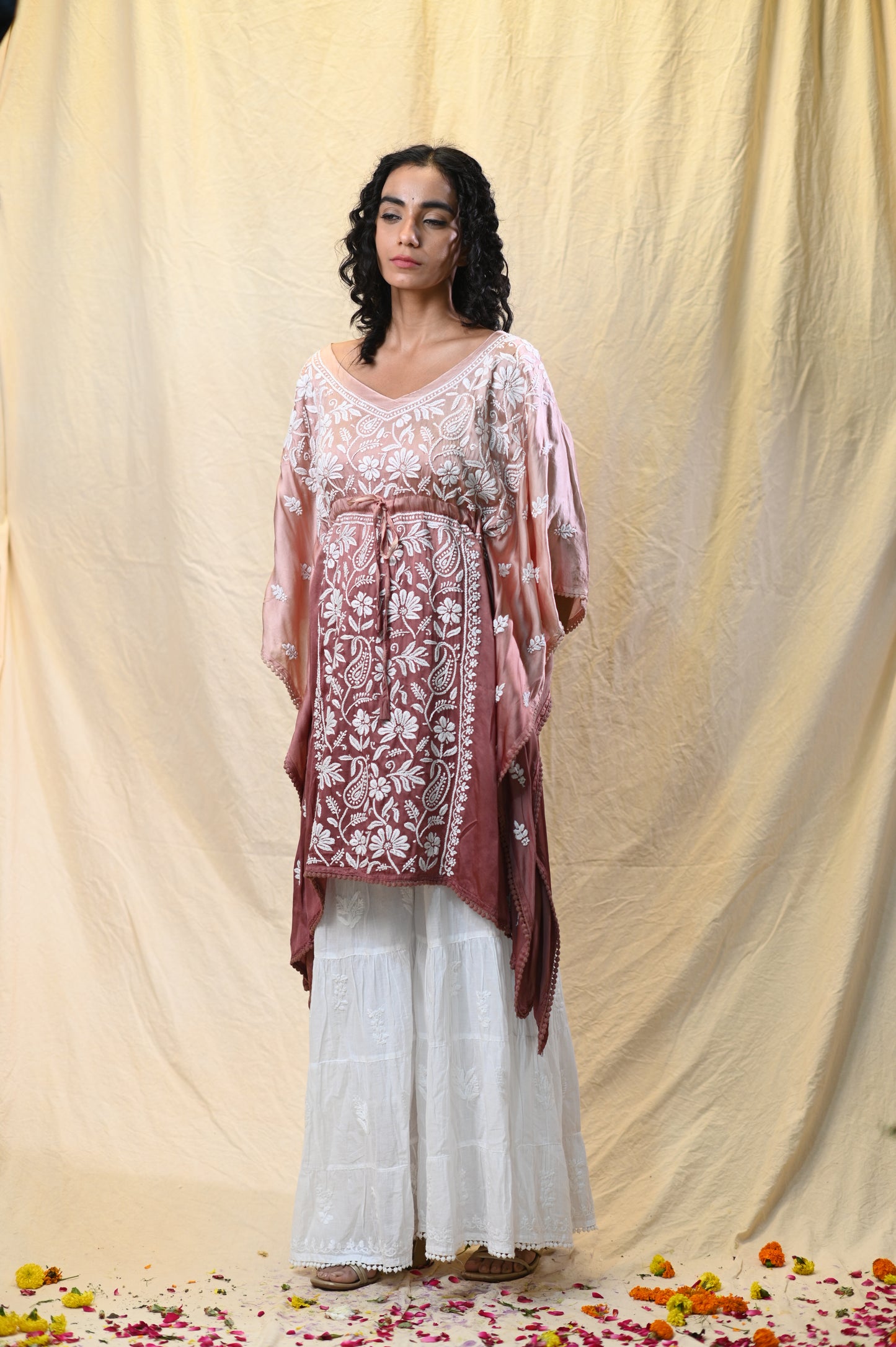 Modal Satin 3D Work Exclusive Chikankari Kaftans