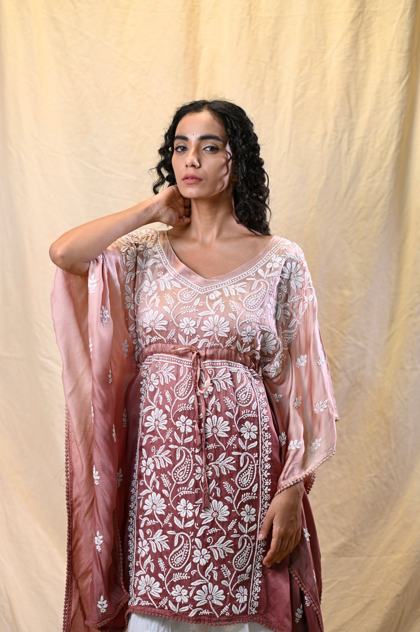 Modal Satin 3D Work Exclusive Chikankari Kaftans