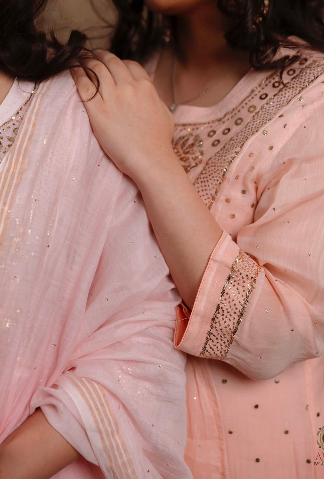 Pure Mul Chanderi Premium Pitta Work Semi Stitched Gown Dupatta Set