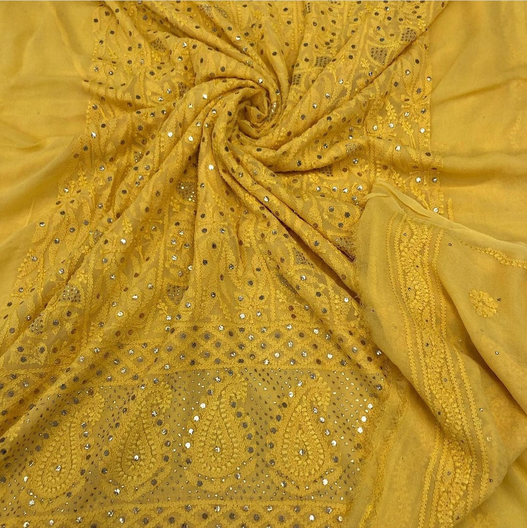 Classic Lucknowi Chikankari artistery on Premium fabric.