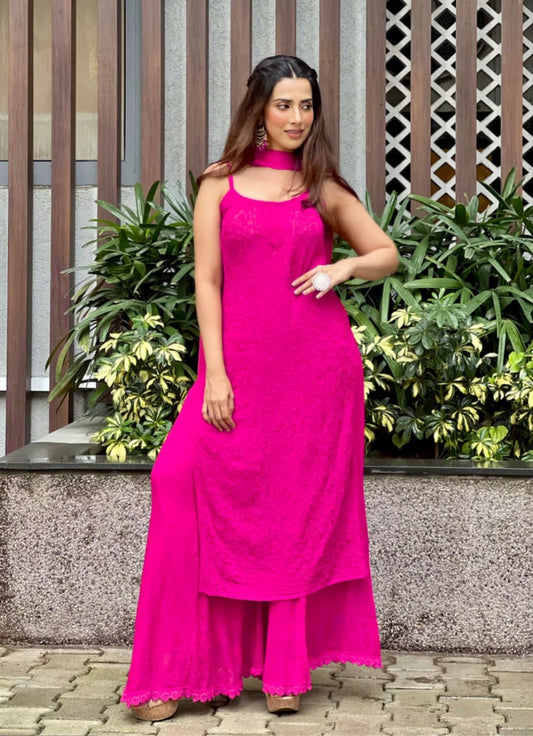 Classic Lucknowi Chikankari artistery on Premium fabric.