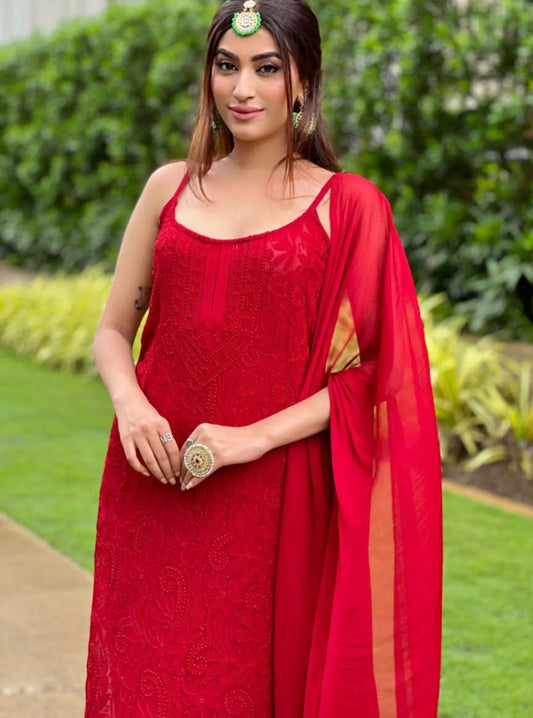 Pure Viscose Resham Jaal Noodle-Strape Exclusive 3pc Set