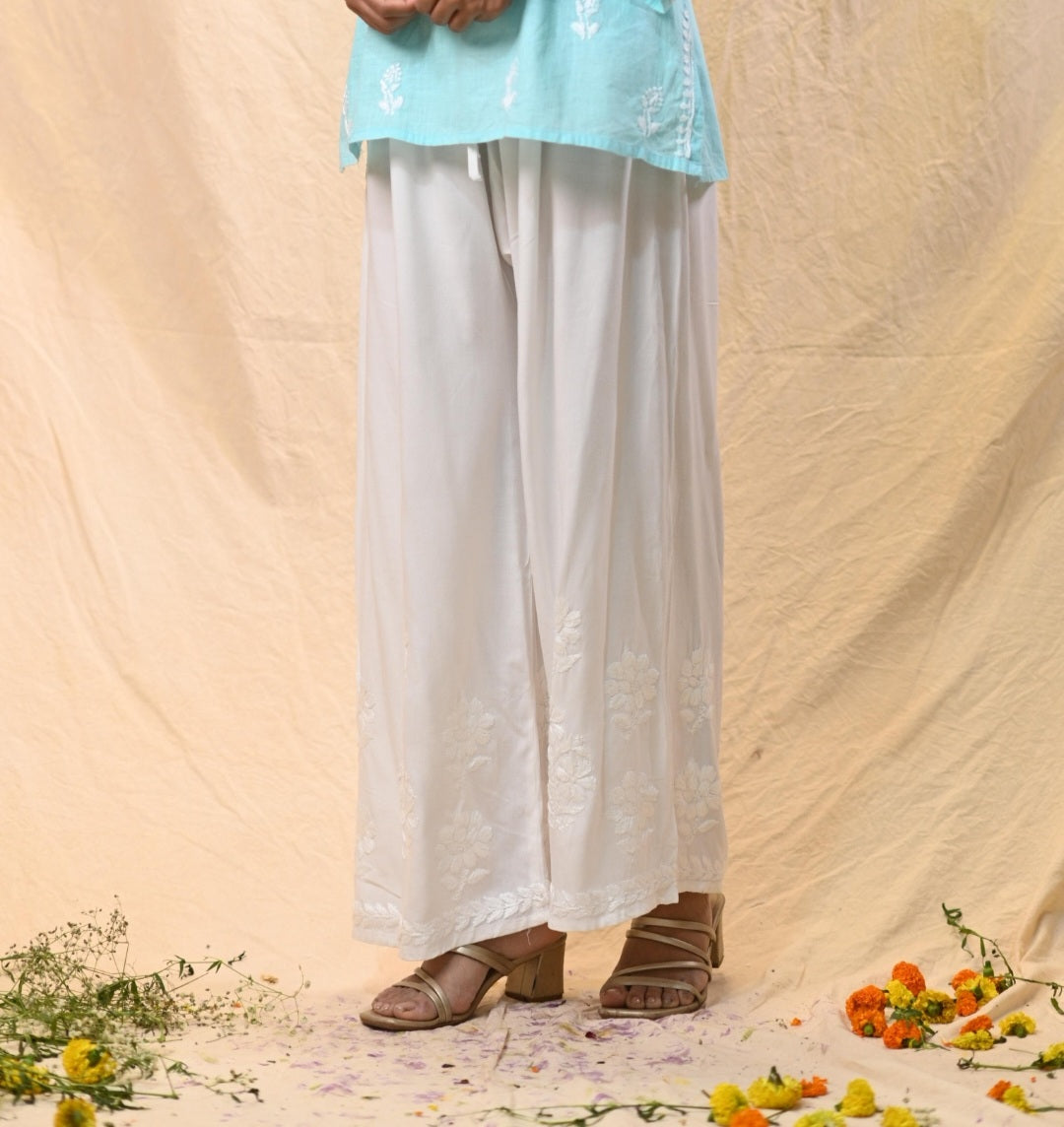 Fine Rayon Chikankari Plazo