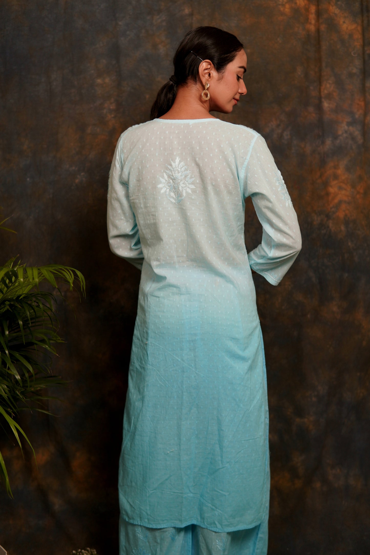 Pure Dobhi Cotton Classic Chikankari Ombre Plazo Set