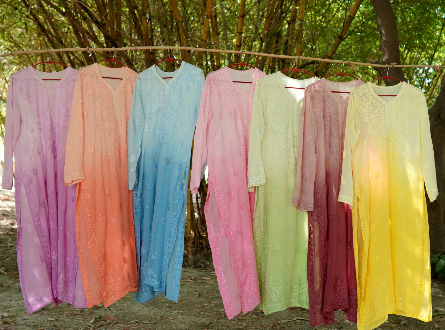 Pure Viscose Gorget Ombre Chikankari Kurti