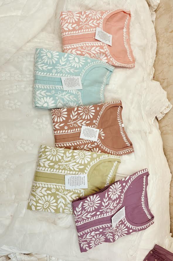 Cotton Chikankari Cut-Sleeves Set