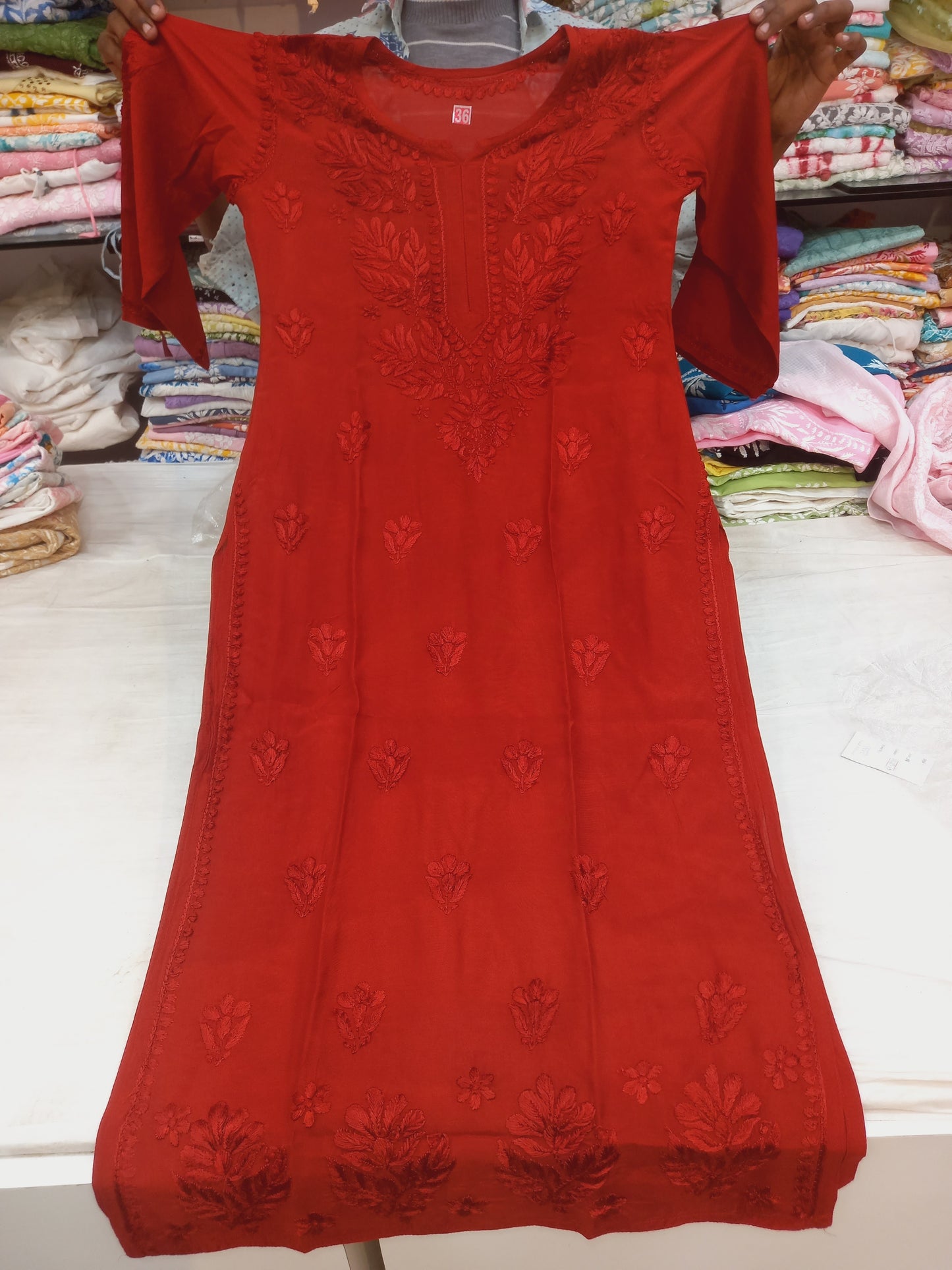 Pure Silky Muslin Exclsuive Chikankari Resham Thread Kurti