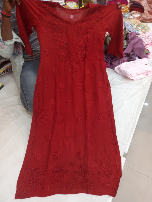 Pure Silky Muslin Exclsuive Chikankari Resham Thread Kurti