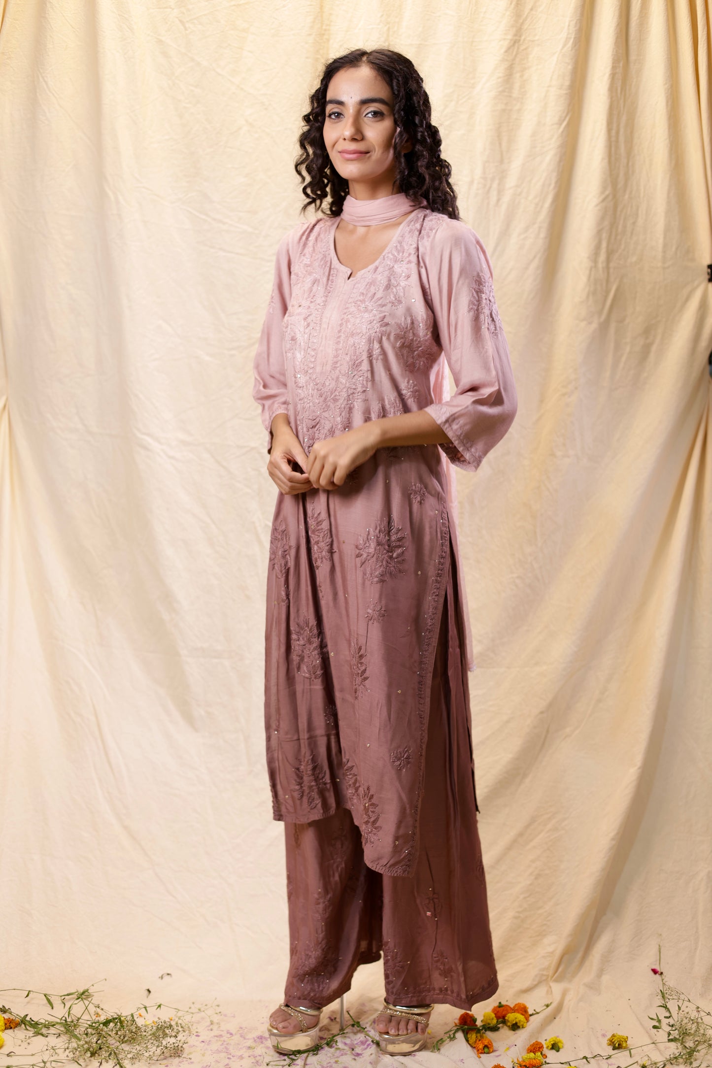 Fiza Chikankari Exclusive Muslin Plazo 2pc Set