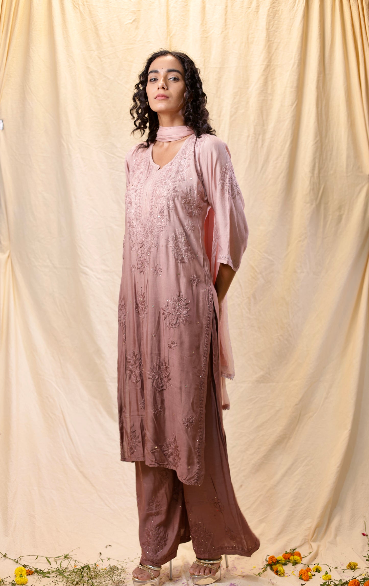 Fiza Chikankari Exclusive Muslin Plazo 2pc Set