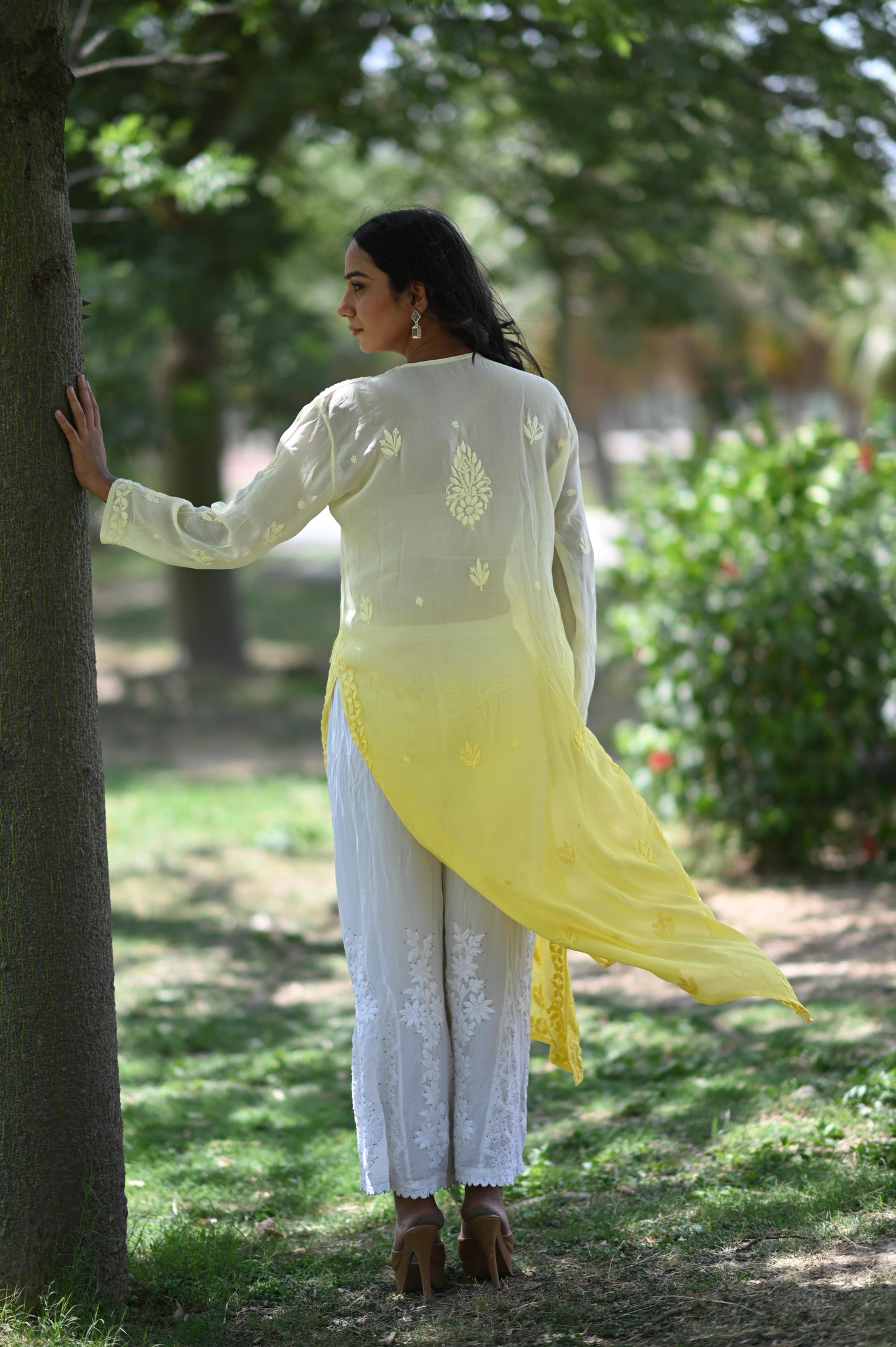 Pure Viscose Gorget Ombre Chikankari Kurti