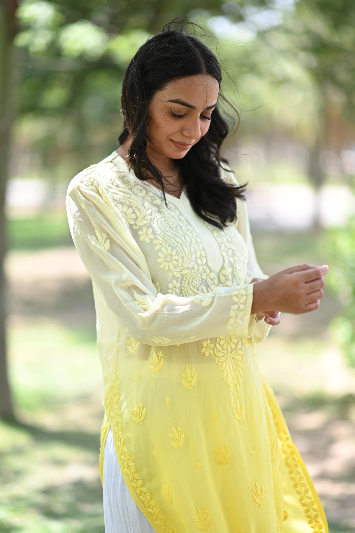 Pure Viscose Gorget Ombre Chikankari Kurti