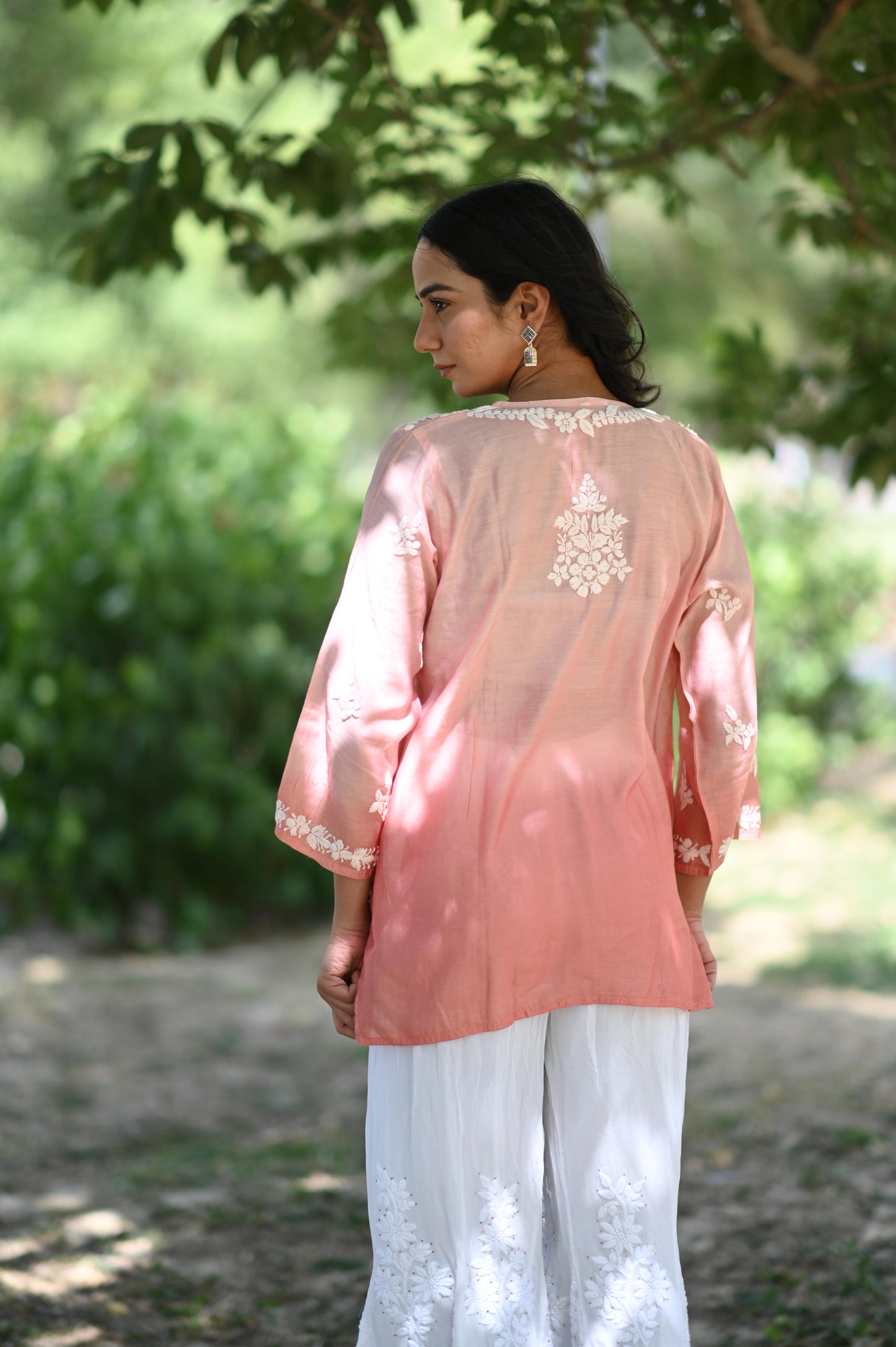 Pure Chanderi Silk Excluive Chikankari Short Top