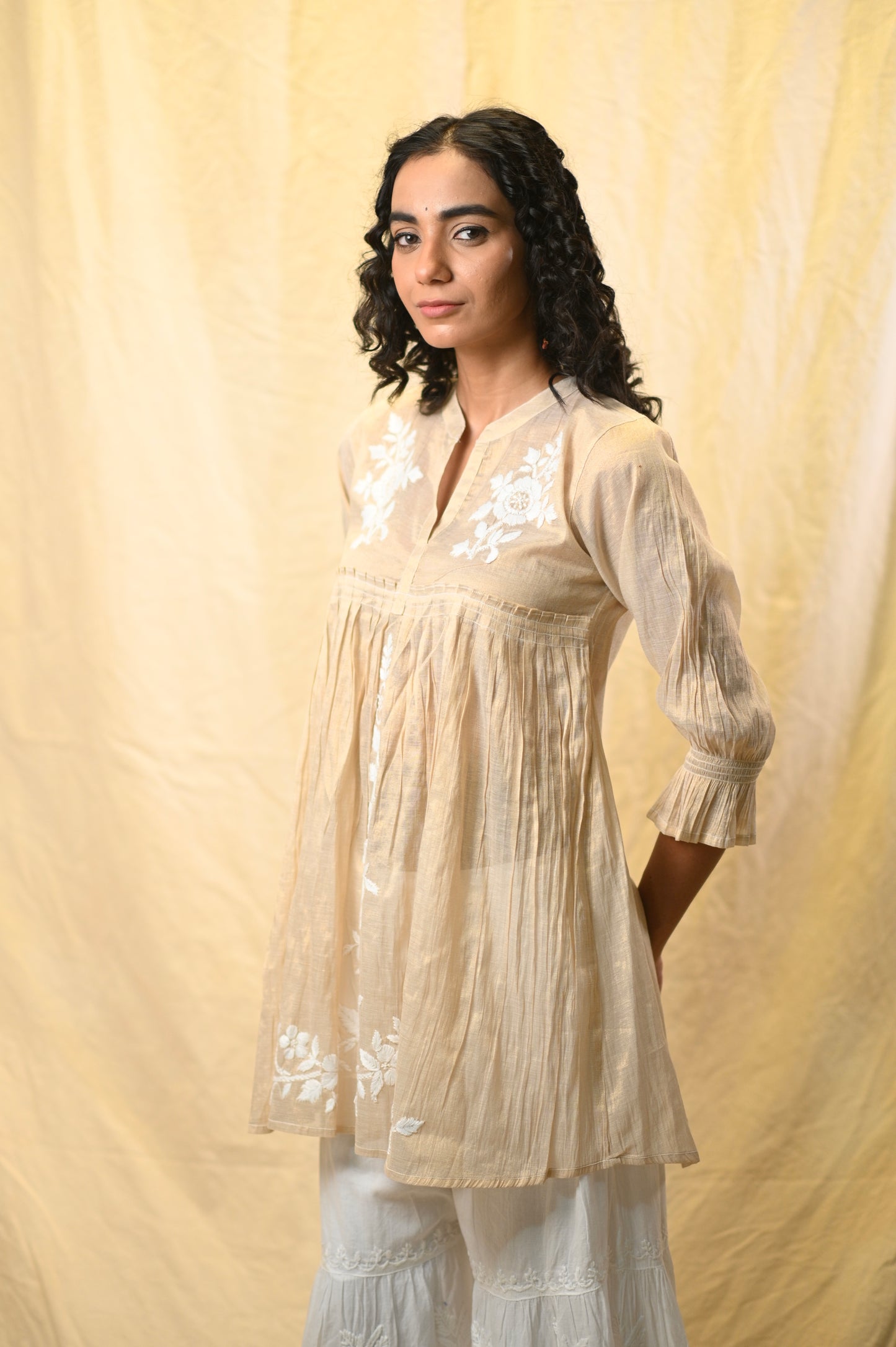 Tissue Designer Chikankari Short Top