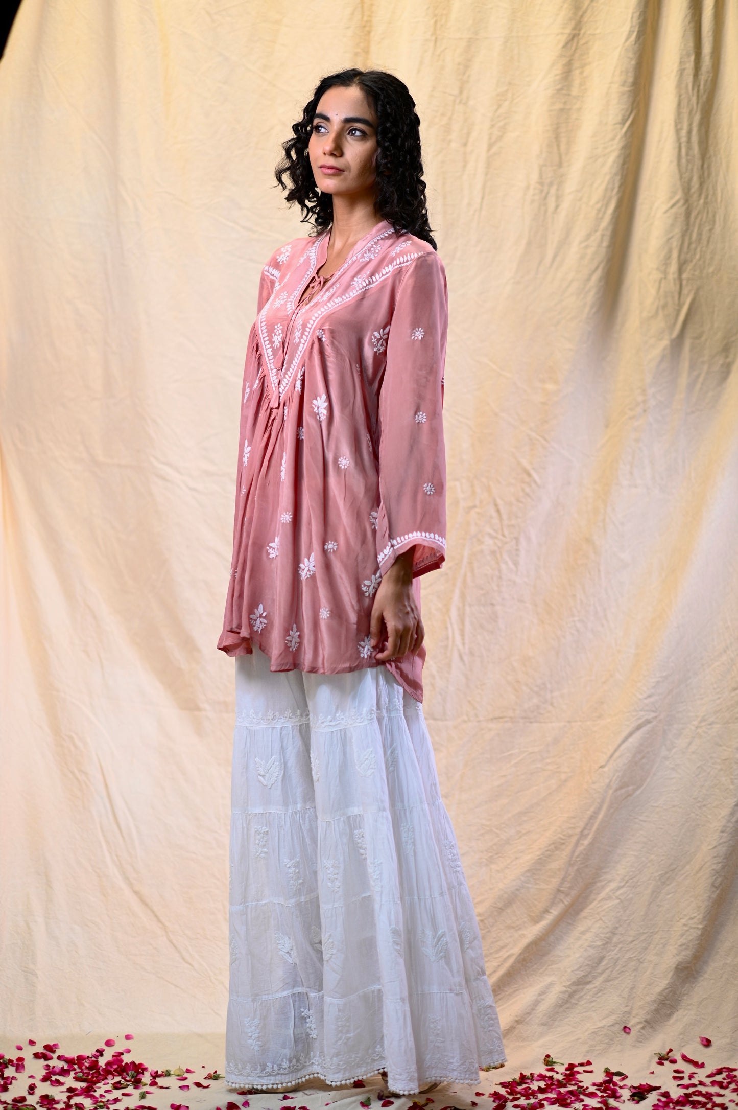 Crepe V-Designer Chikankari Short Top