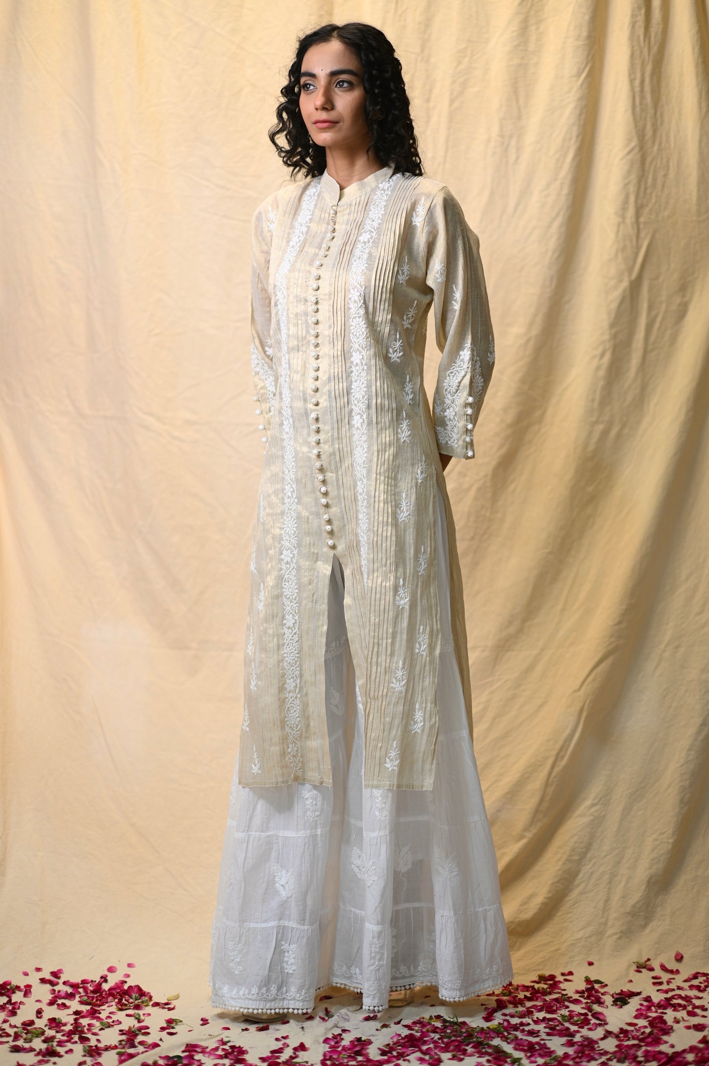 Tissue Chikankari Sherwani Pattern