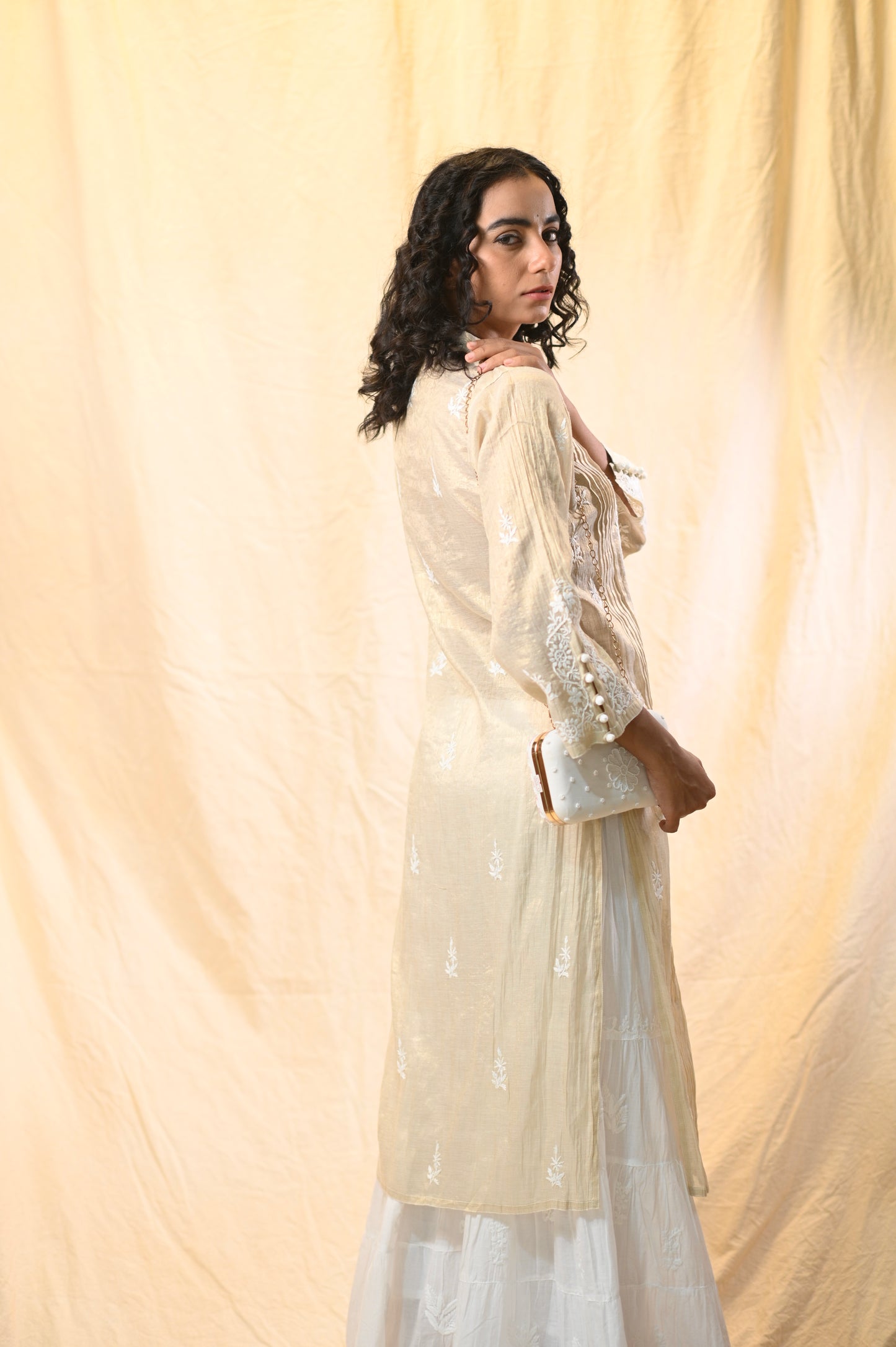 Tissue Chikankari Sherwani Pattern