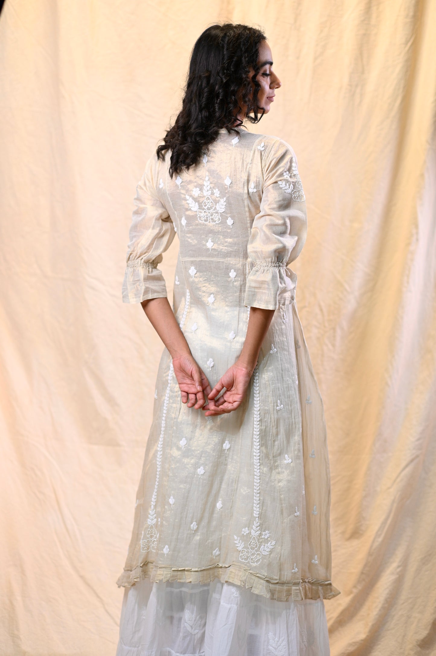 Tissue A-Line Chikankari Dress