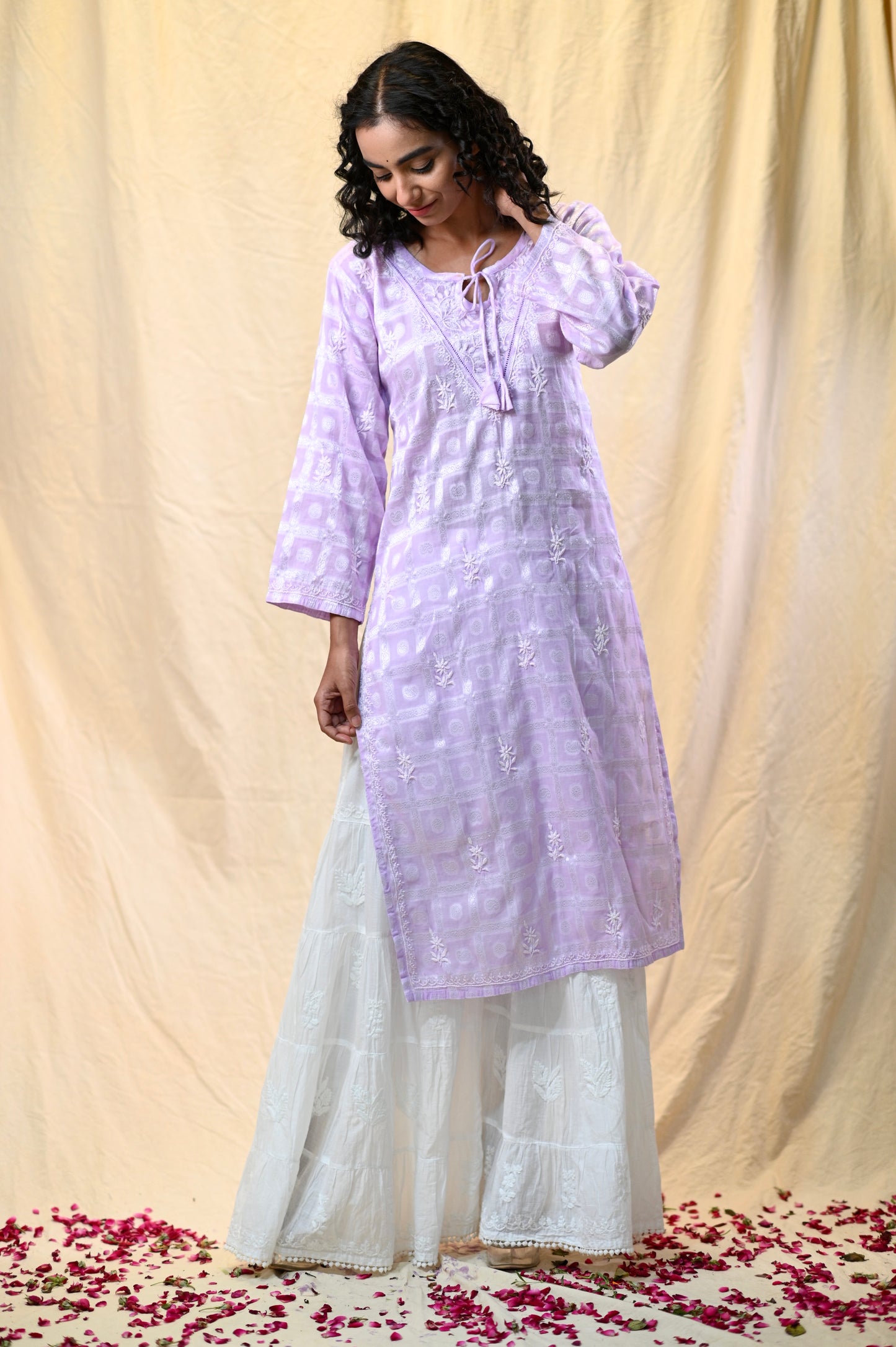 Beautiful Emboss Cotton Chikankari Kurtis