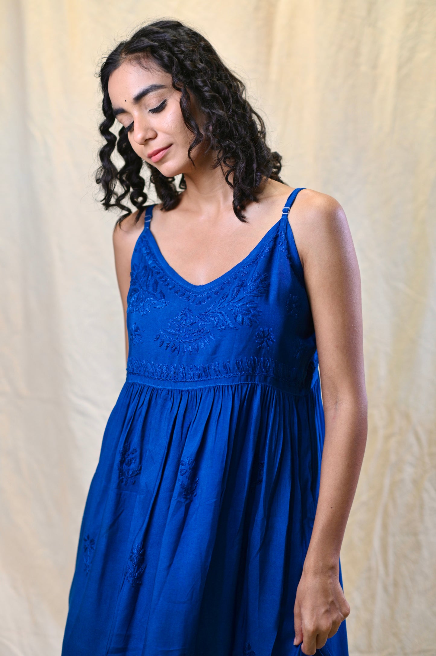 Muslin Strape Chikankari Short Top