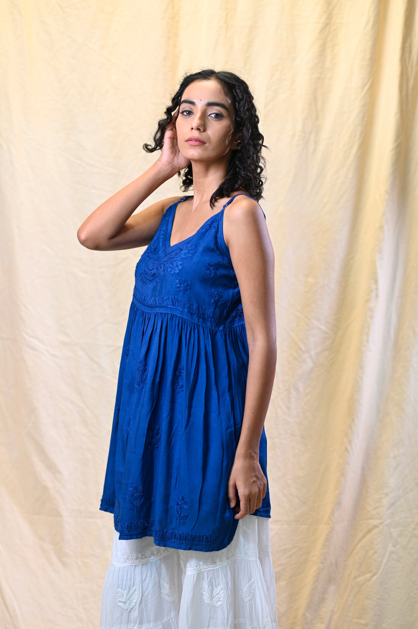 Muslin Strape Chikankari Short Top