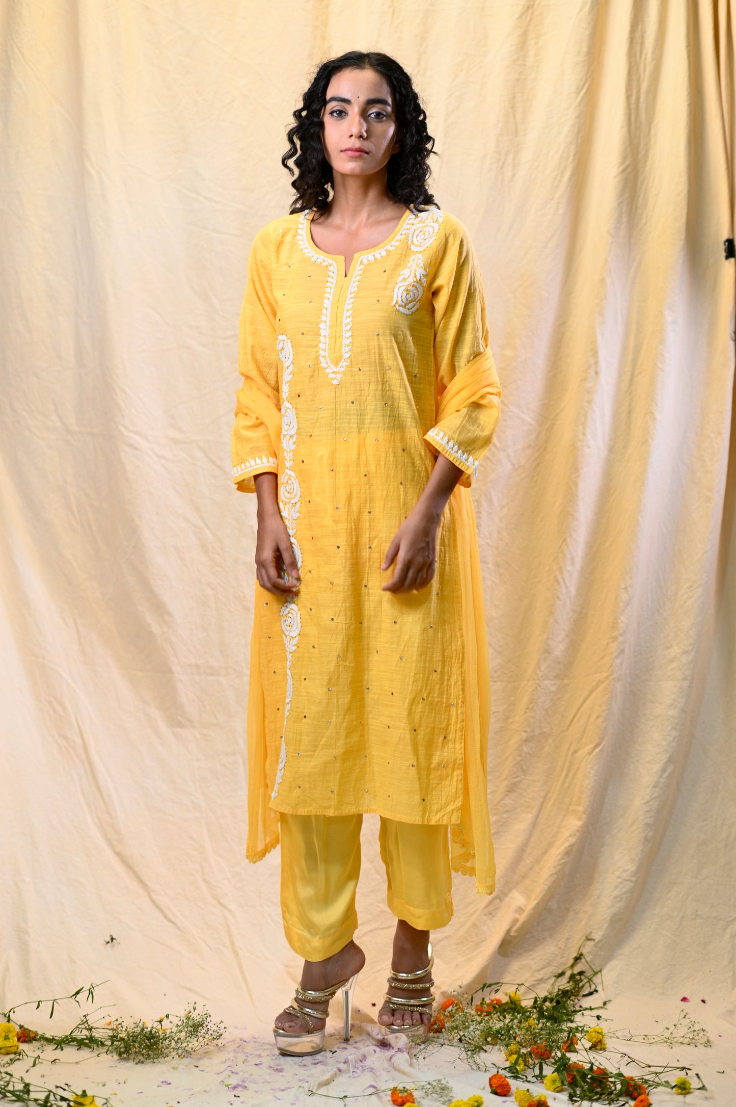 Slub Mul Chanderi Exclusive Chikankari 3pc Sets