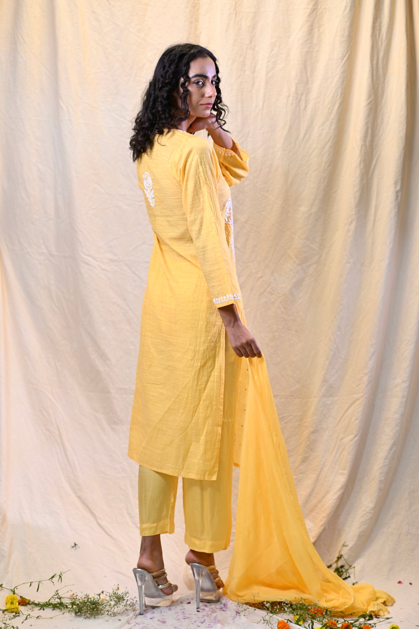 Slub Mul Chanderi Exclusive Chikankari 3pc Sets