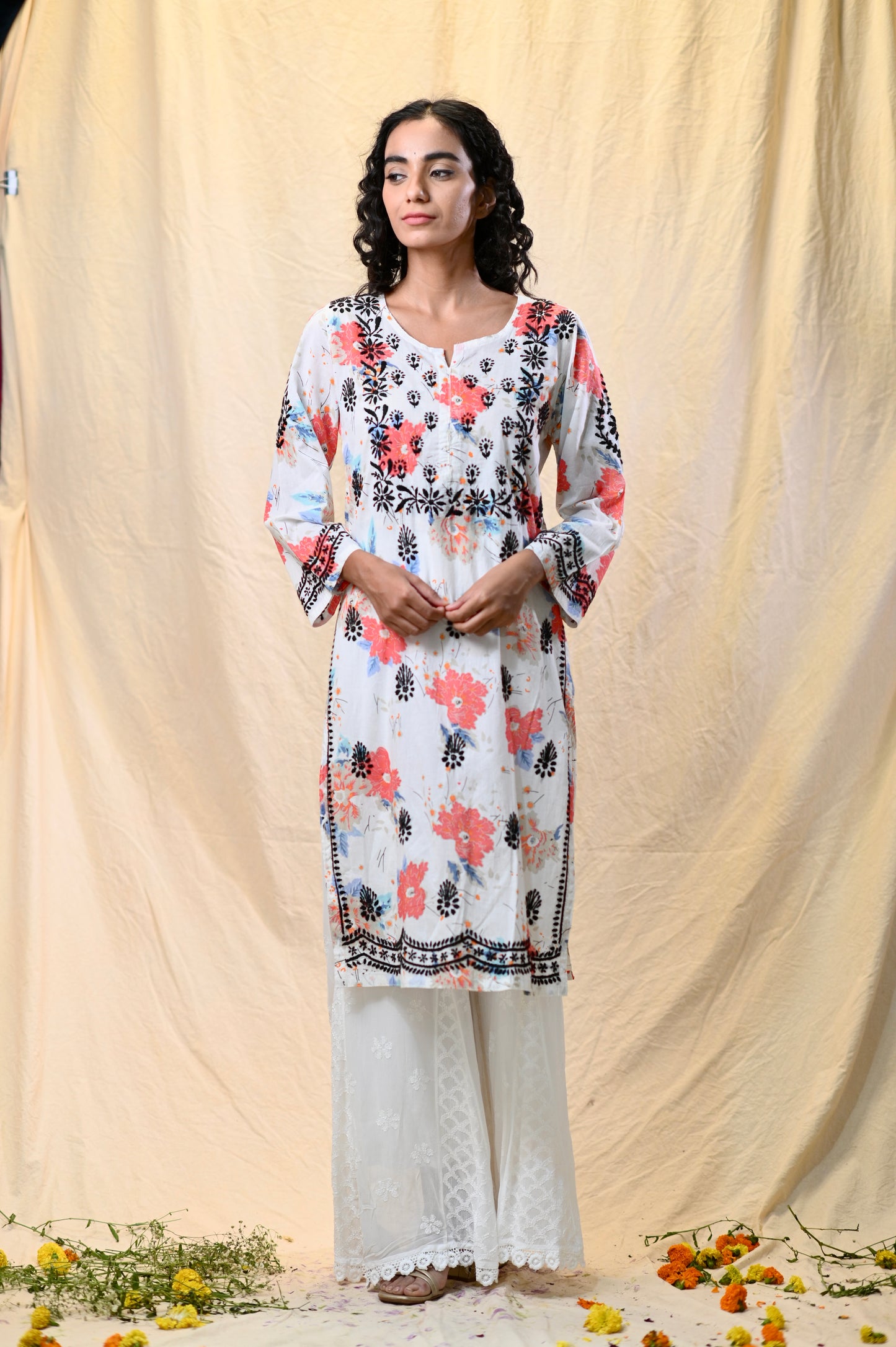 Mulmul Printed Aesthetic Chikankari Kurti