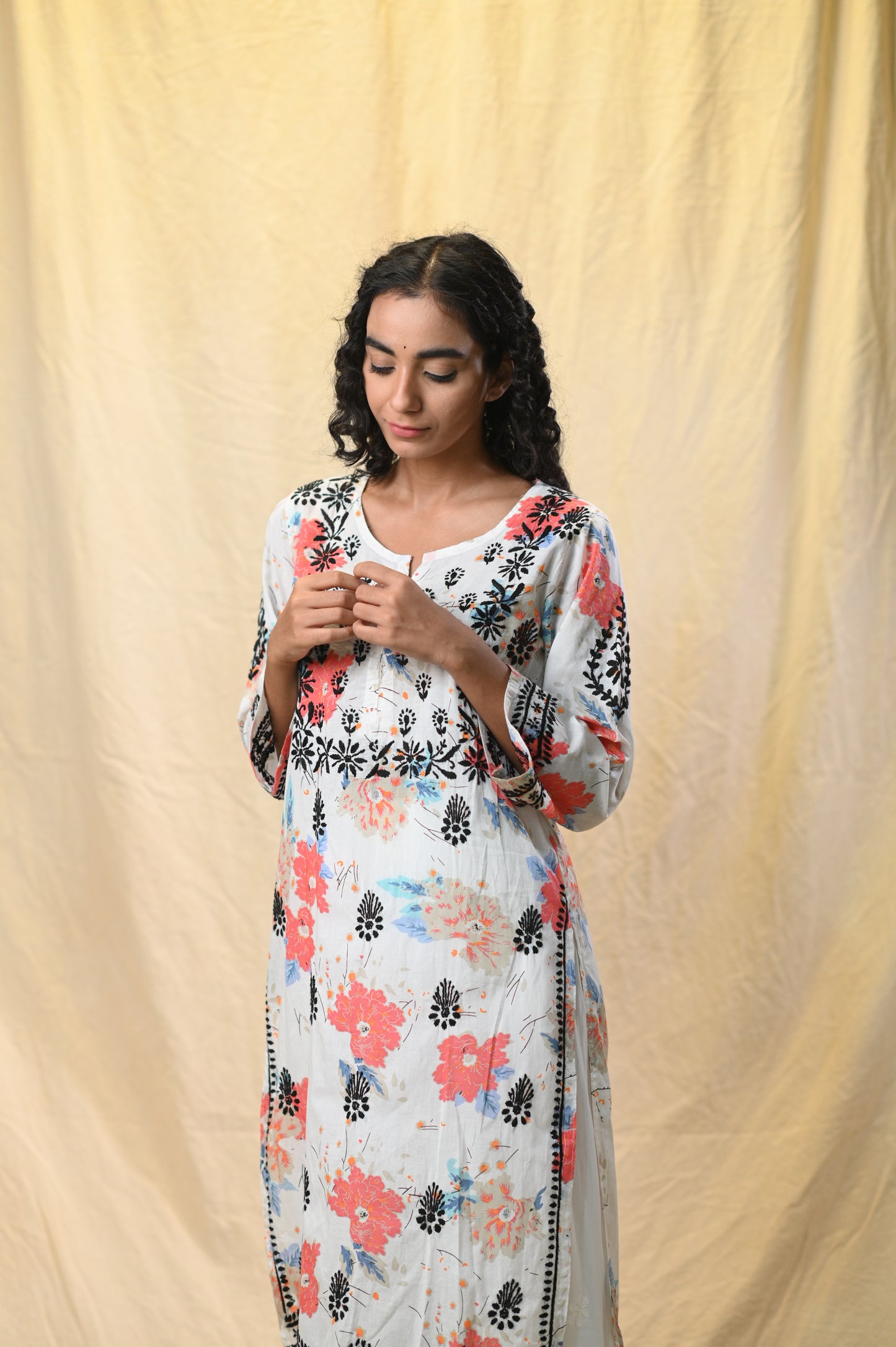 Mulmul Printed Aesthetic Chikankari Kurti
