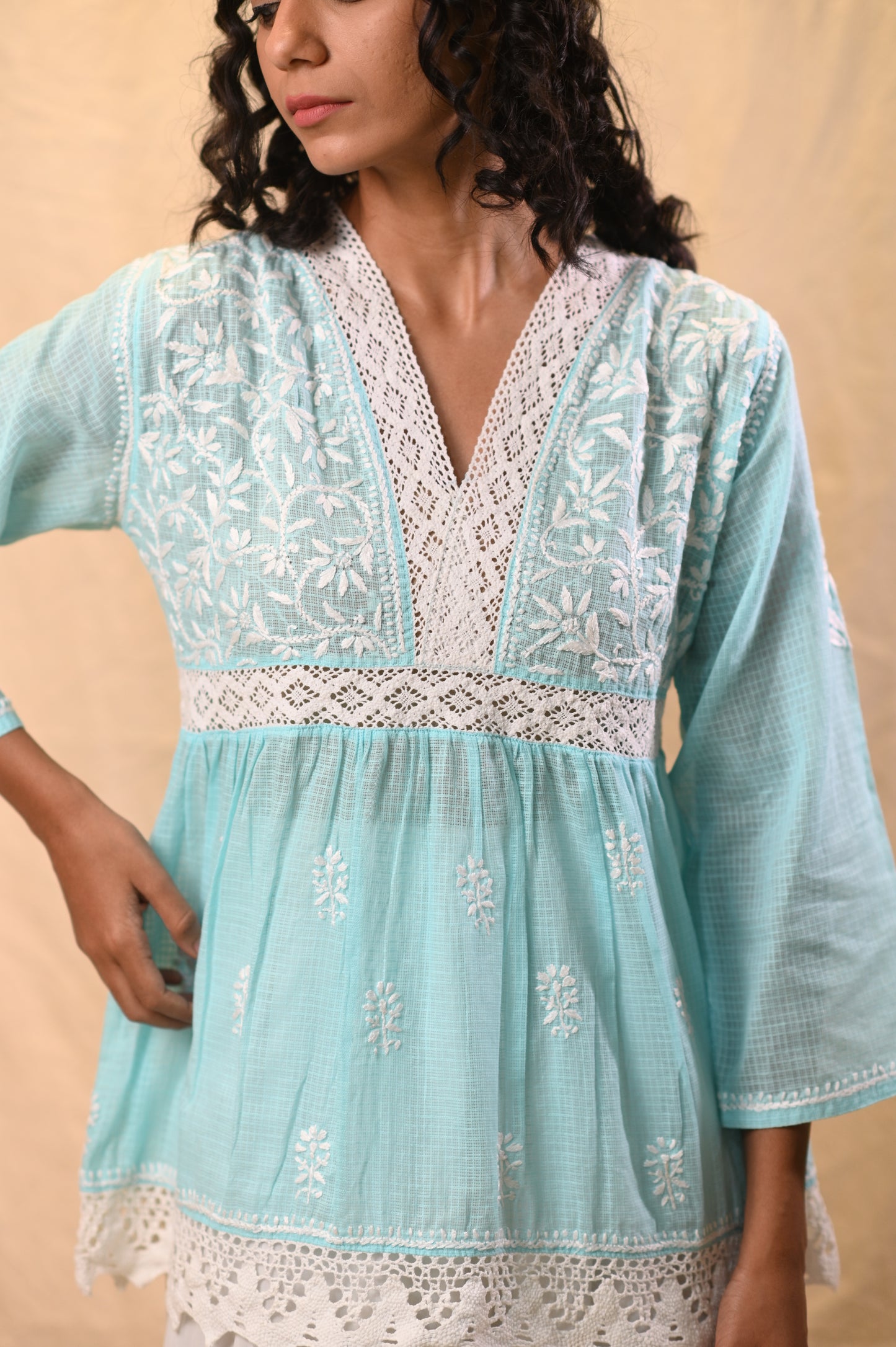 Kota Chikankari Elegant Short Frock