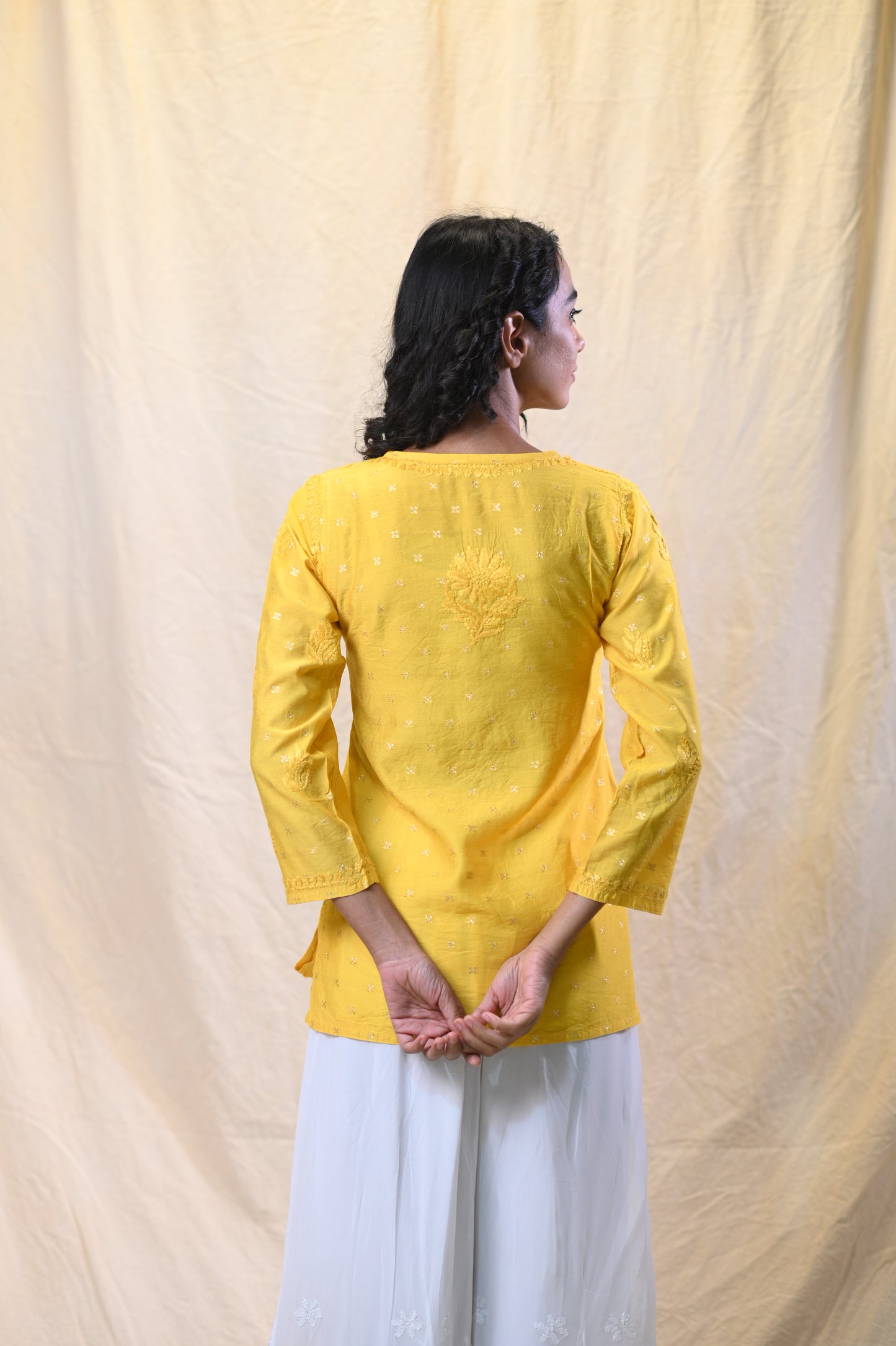 Banarsi Chanderi Exclsuive Chikankari Short Top
