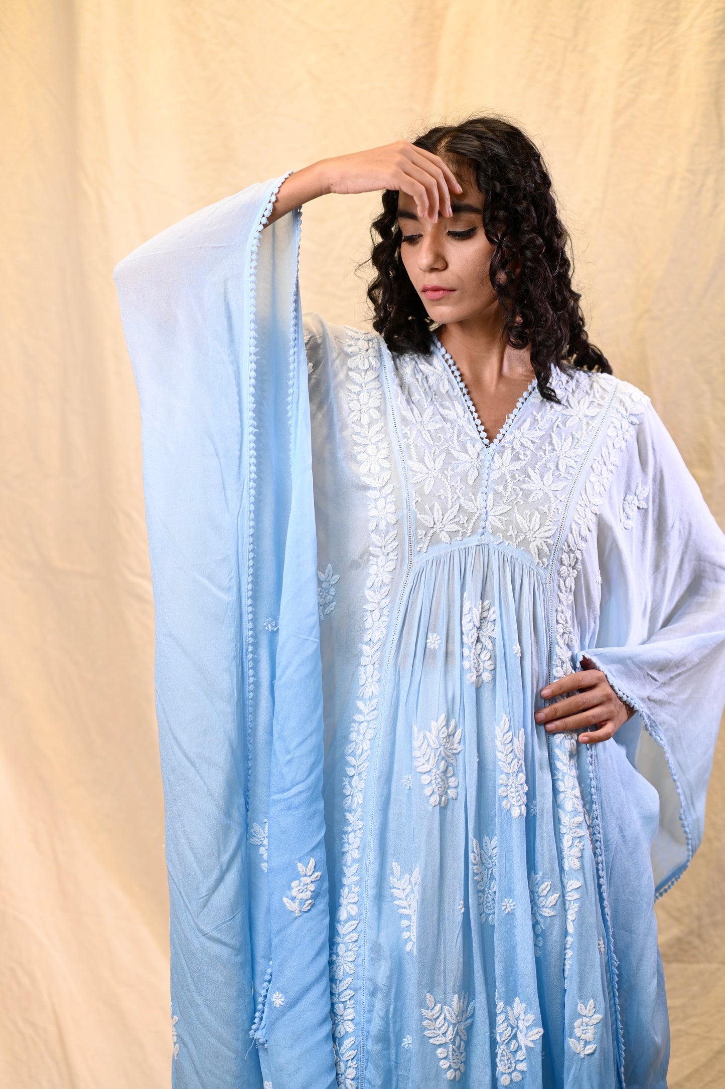 Viscose Crepe Designer Chikankari Kaftans